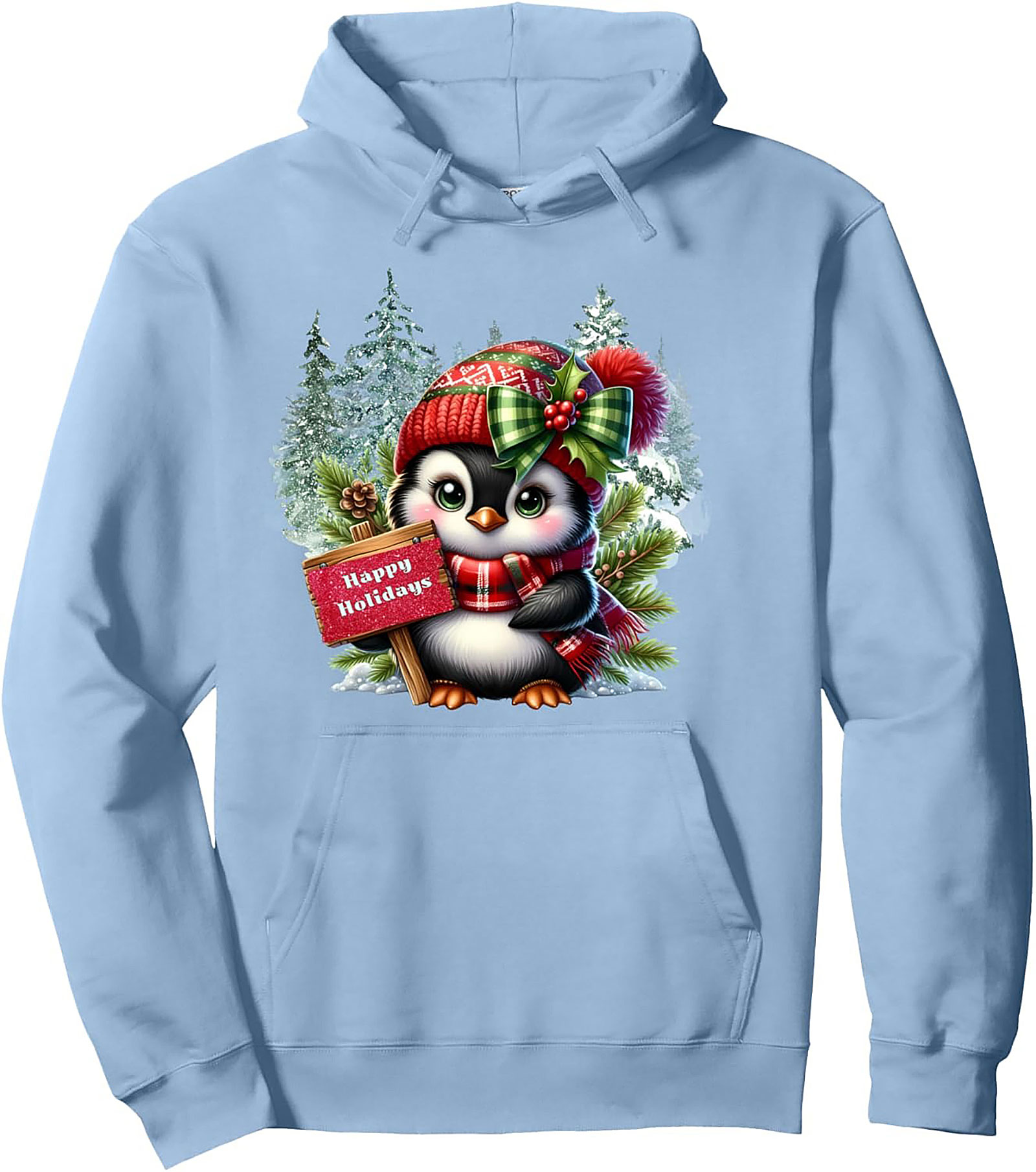 Cute Holiday Penguin Pullover Hoodie Christmas Graphic