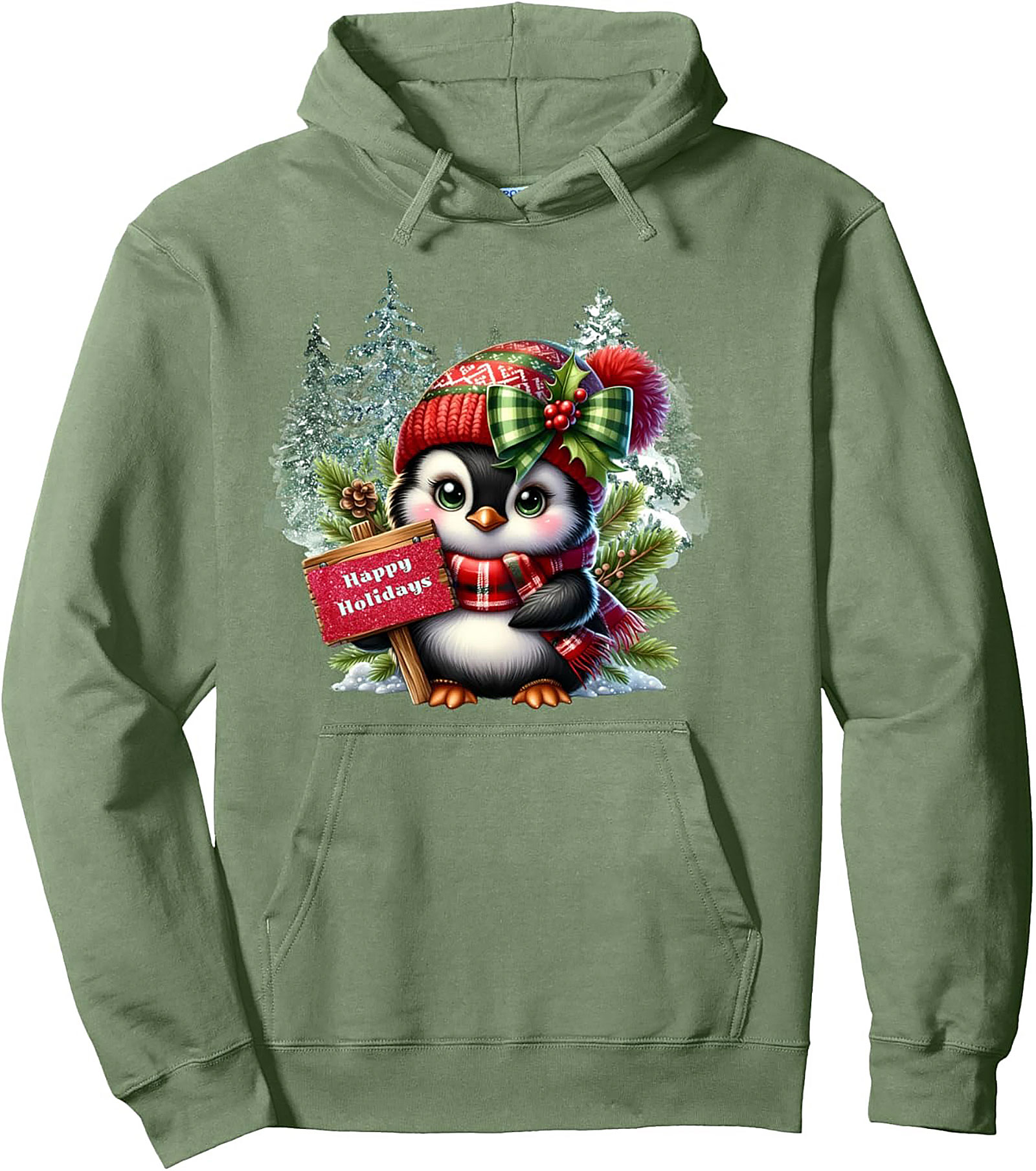 Cute Holiday Penguin Pullover Hoodie Christmas Graphic