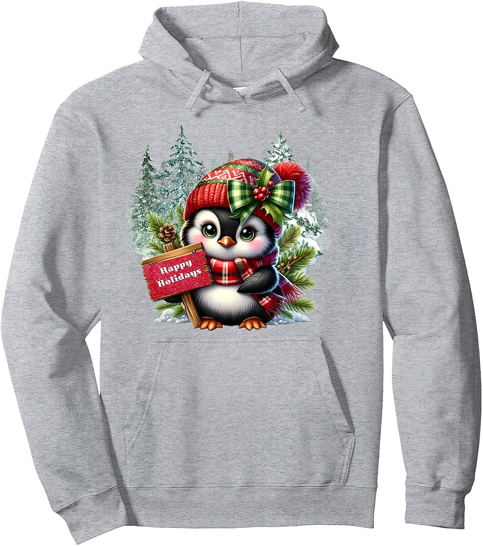 Cute Holiday Penguin Pullover Hoodie Christmas Graphic