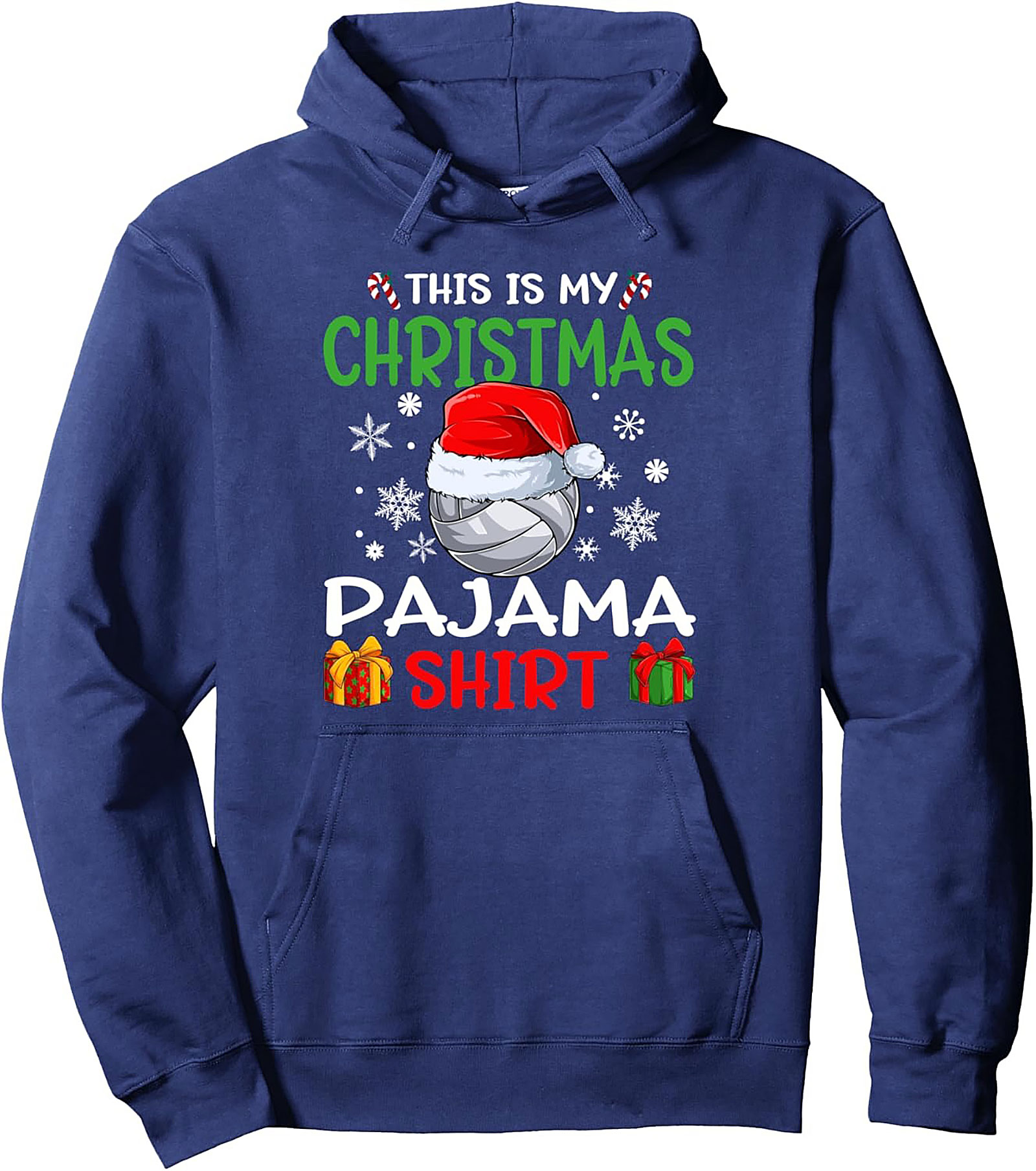 Volleyball Christmas Pullover Hoodie Funny Pajama Gift