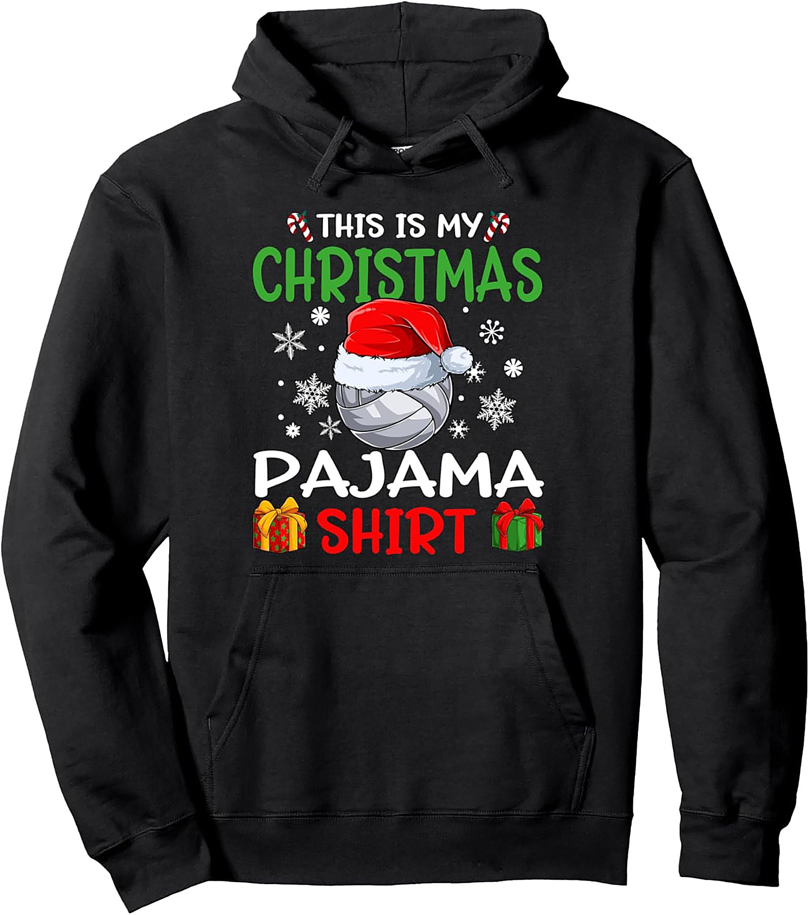 Volleyball Christmas Pullover Hoodie Funny Pajama Gift