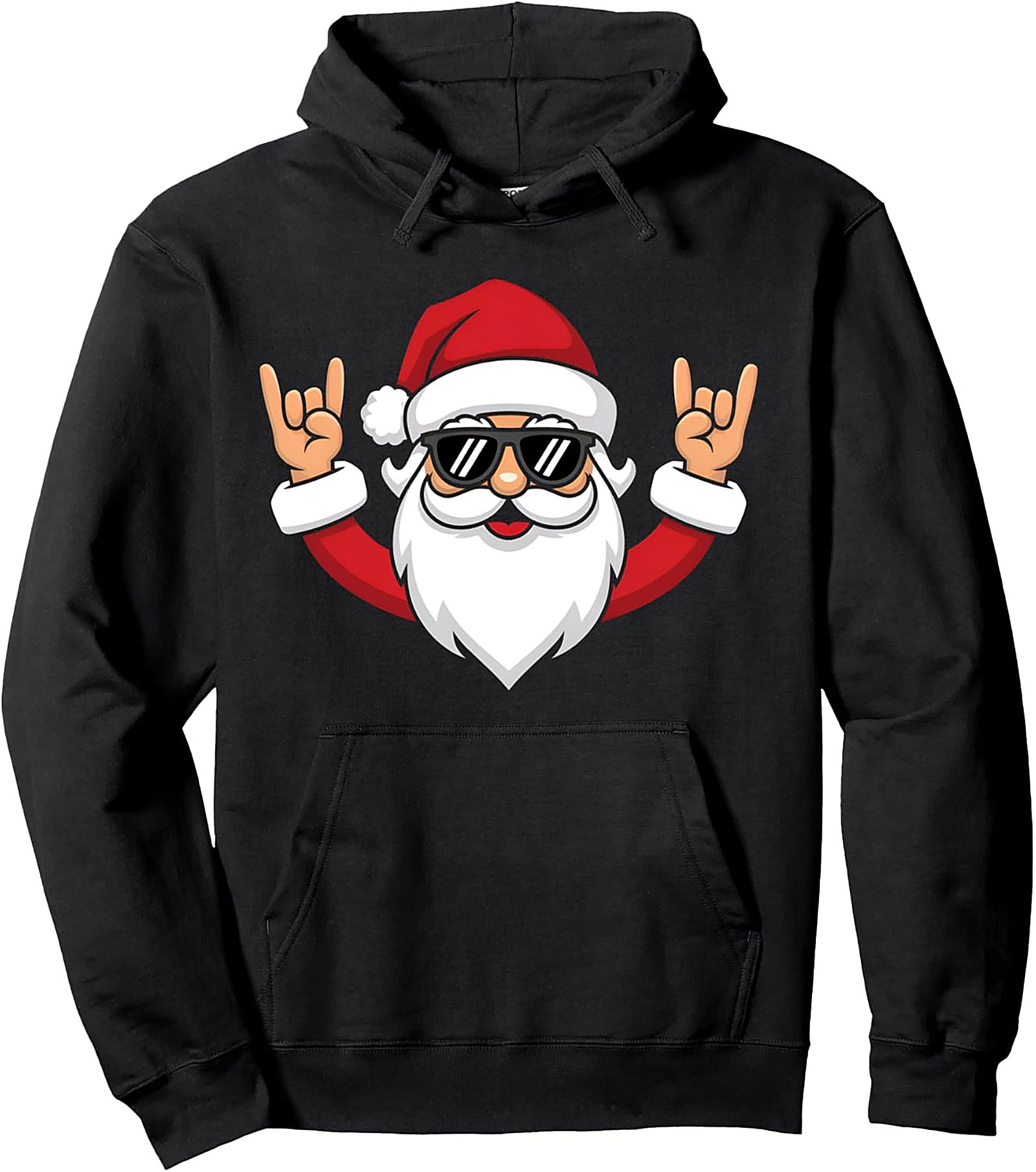 Rock and Roll Santa Pullover Hoodie Cool Christmas Gift