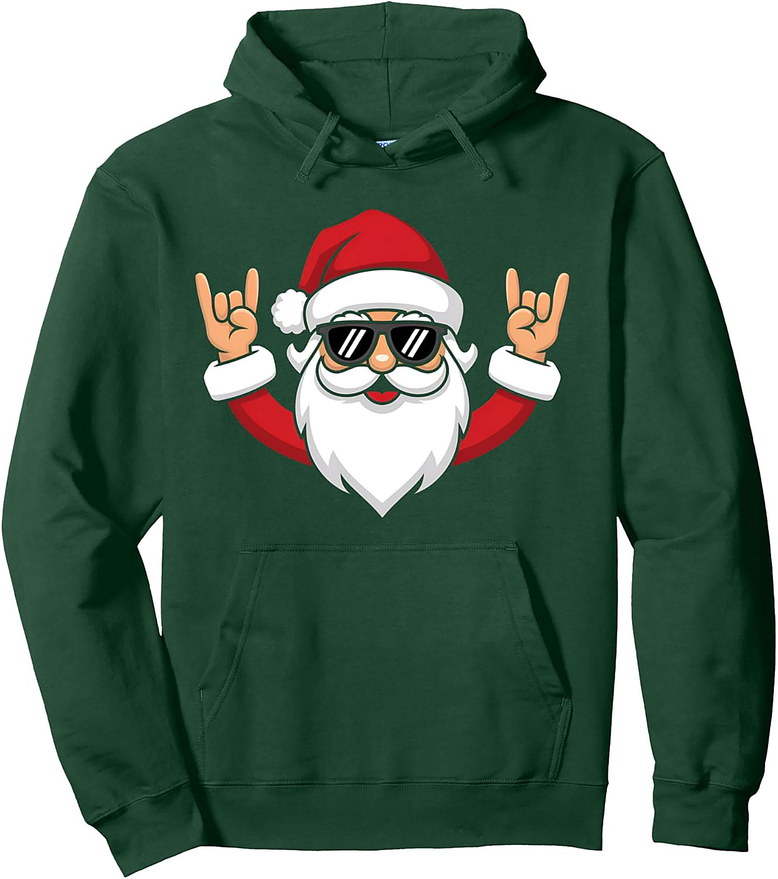 Rock and Roll Santa Pullover Hoodie Cool Christmas Gift