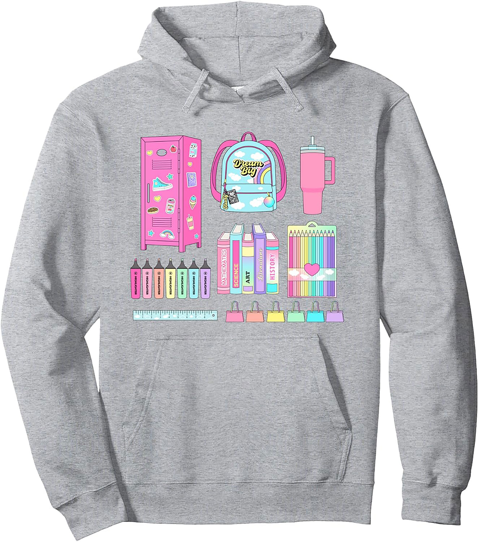 Dream Big Aesthetic School Supplies Graphic Hoodie