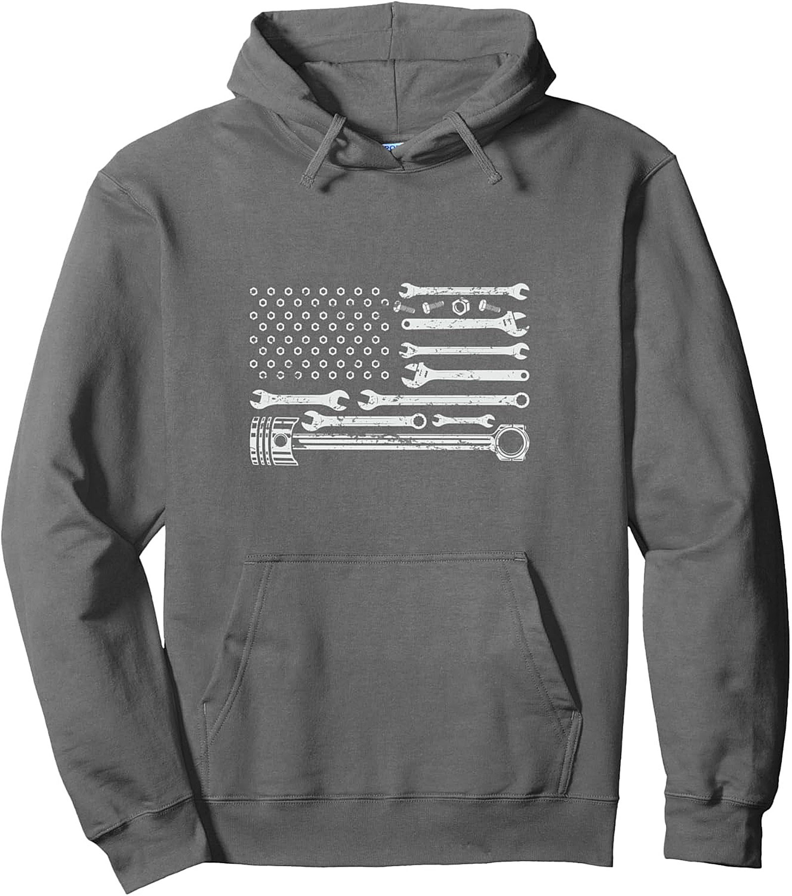 Mechanic American Flag Pullover Hoodie Wrench Design