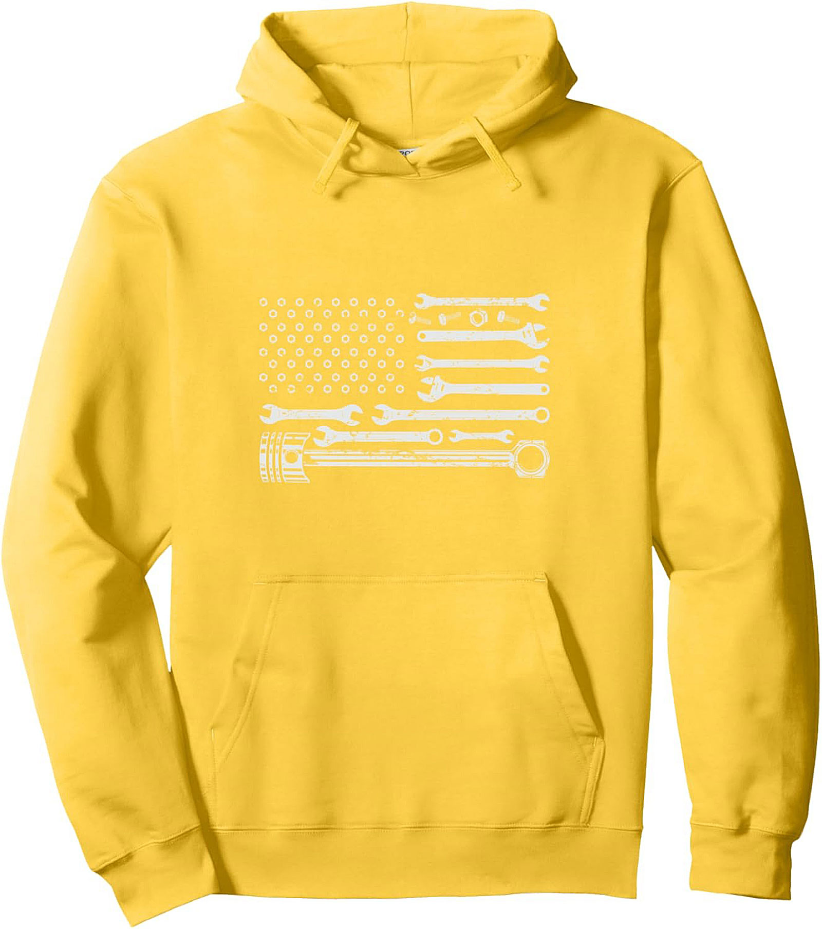 Mechanic American Flag Pullover Hoodie Wrench Design