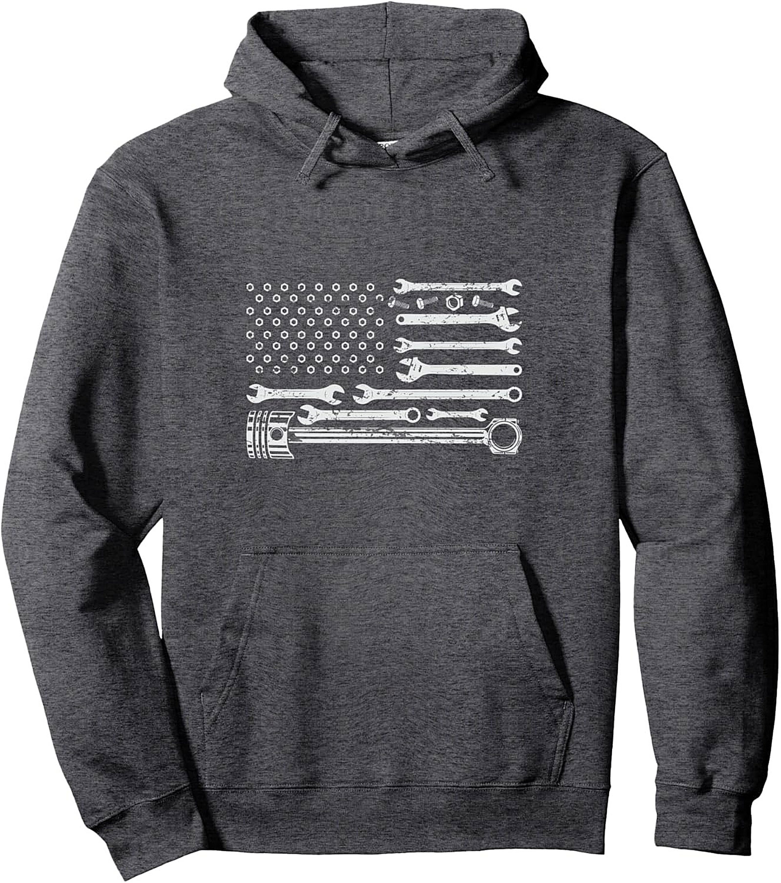 Mechanic American Flag Pullover Hoodie Wrench Design