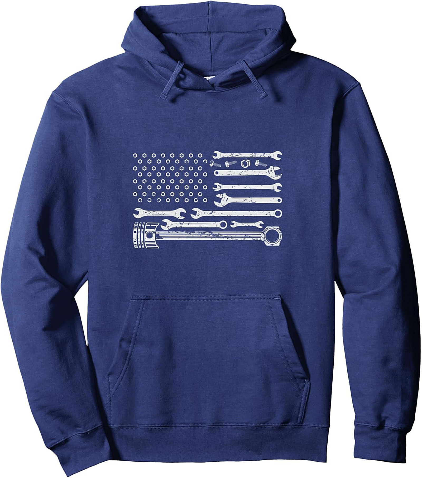Mechanic American Flag Pullover Hoodie Wrench Design