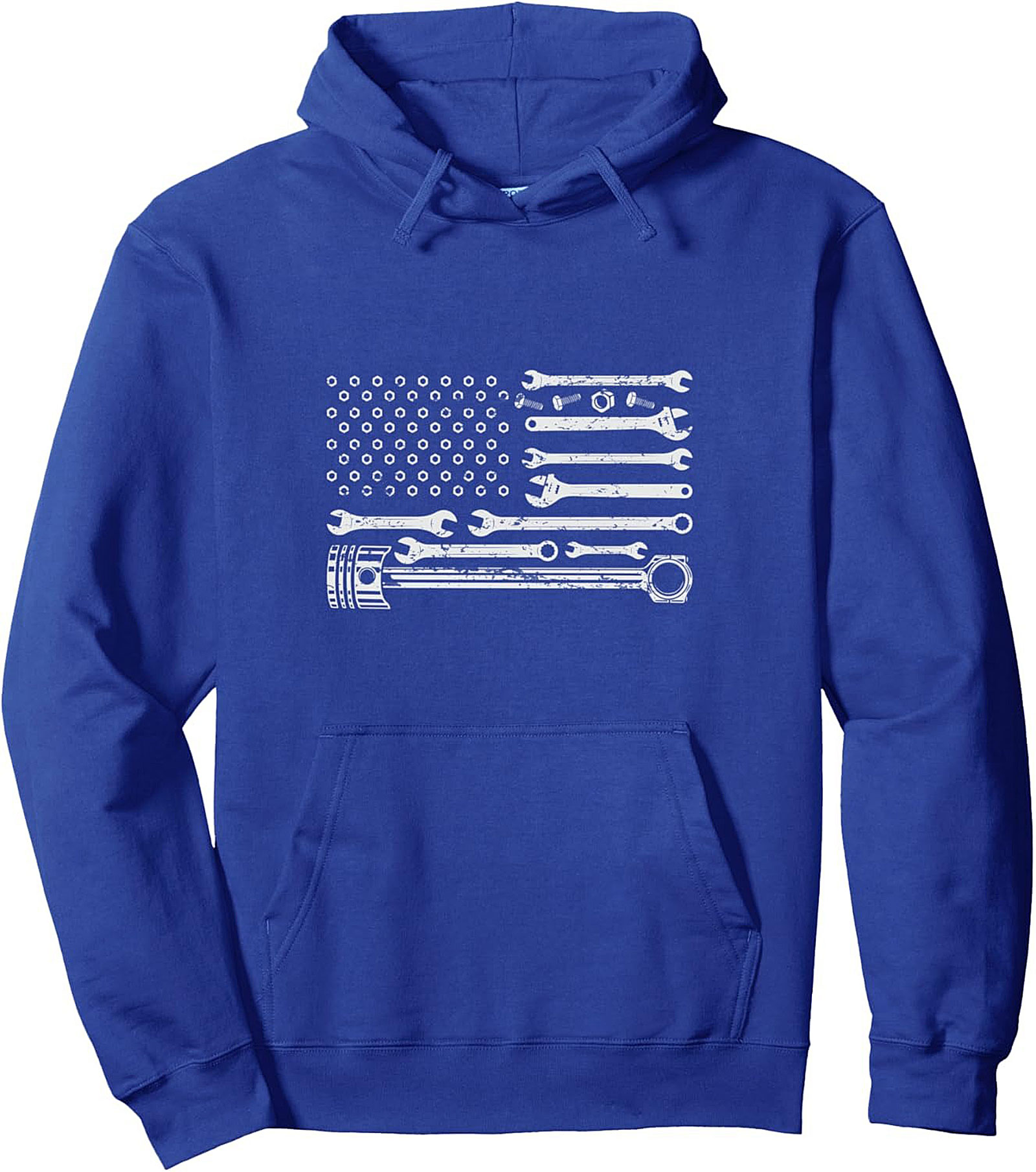 Mechanic American Flag Pullover Hoodie Wrench Design
