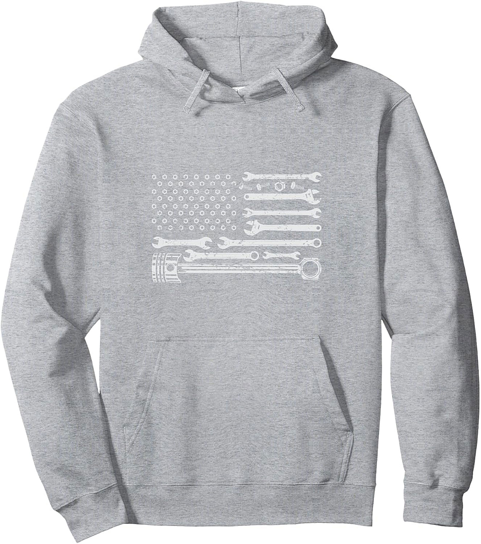 Mechanic American Flag Pullover Hoodie Wrench Design