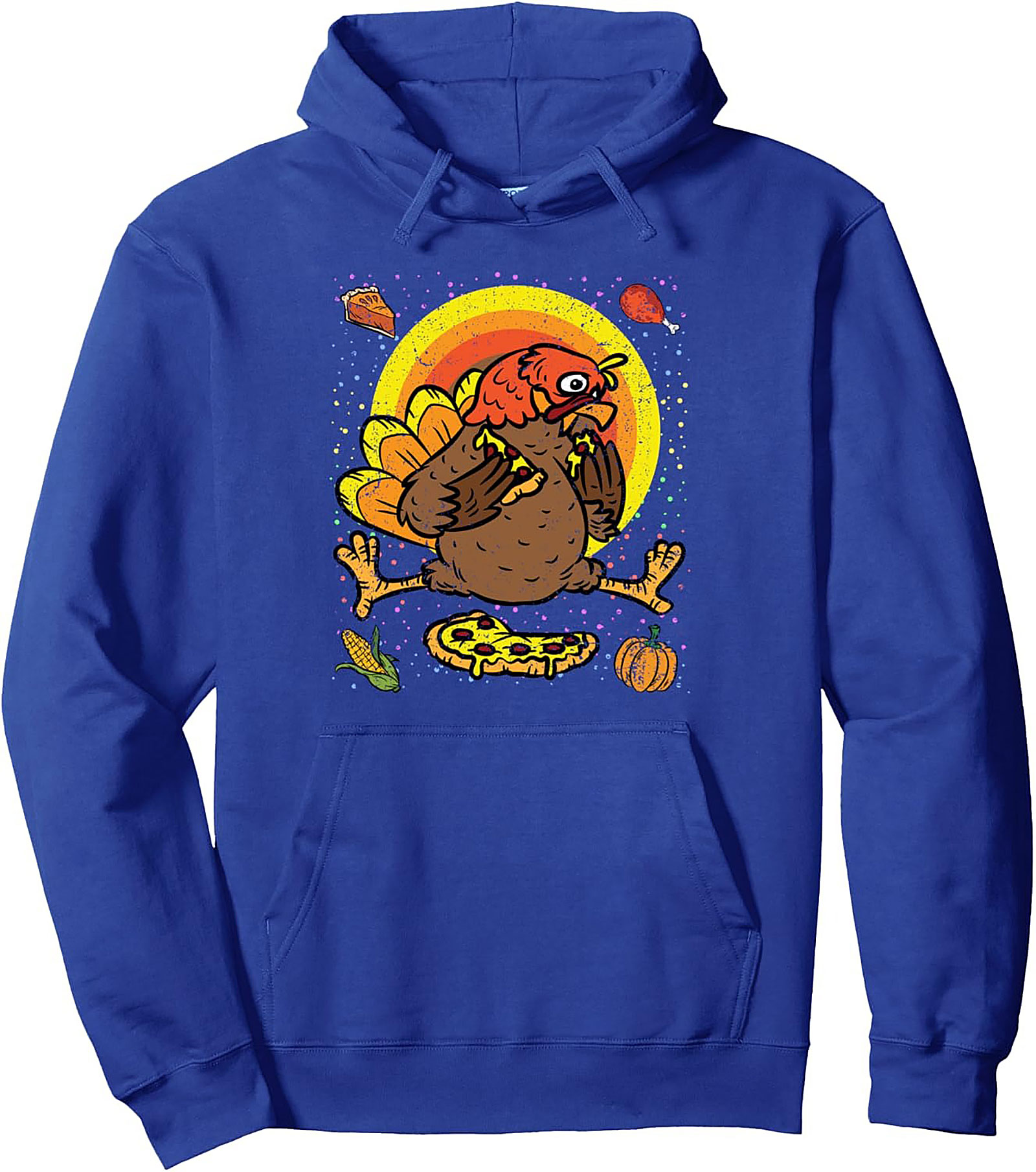Funny Turkey Pizza Thanksgiving Graphic Pullover Hoodie