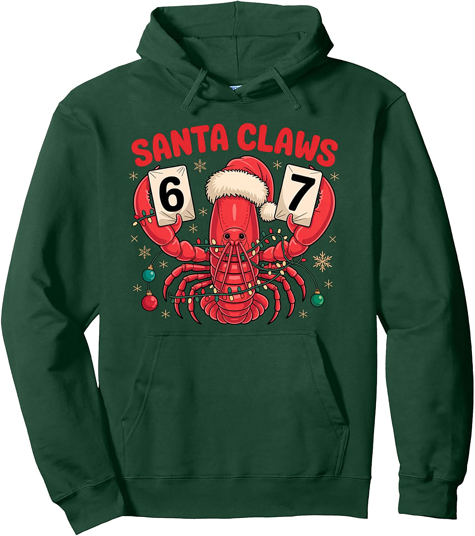 Santa Claws Pullover Hoodie Funny Lobster Christmas Gift