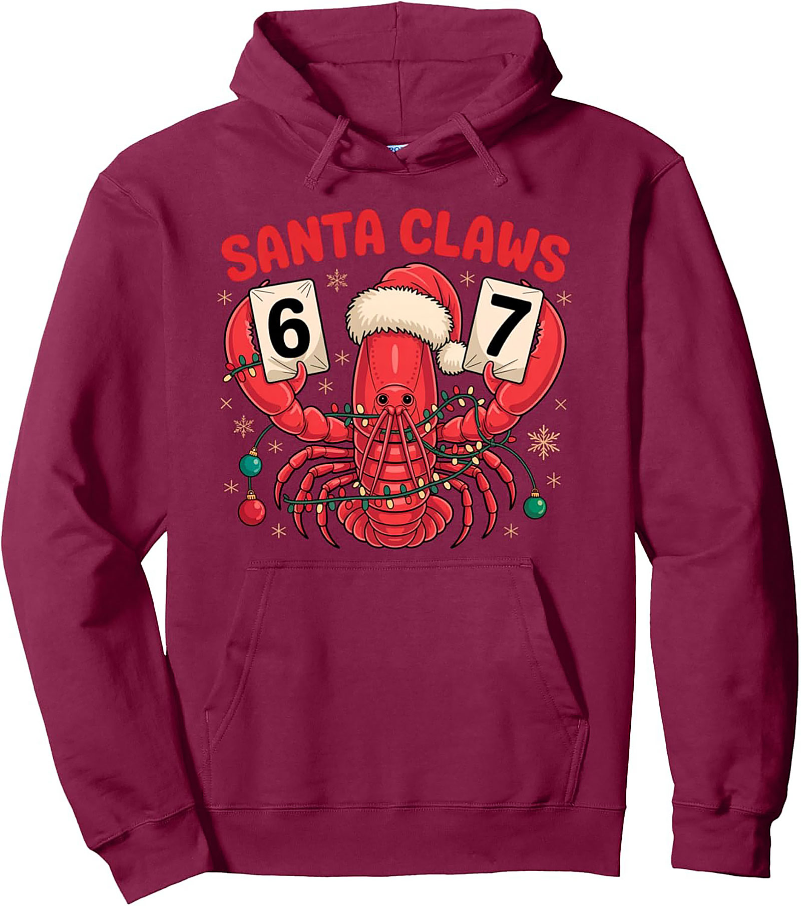Santa Claws Pullover Hoodie Funny Lobster Christmas Gift