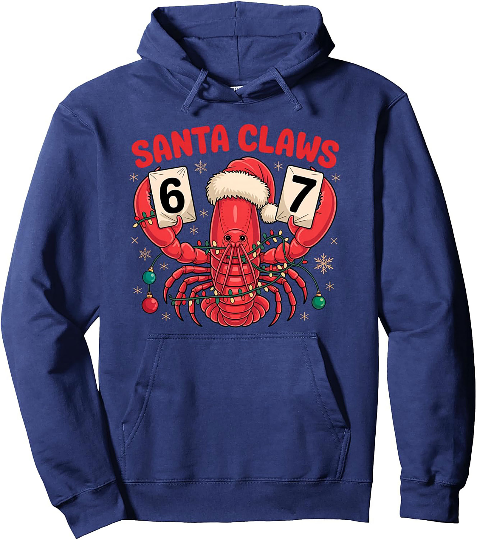 Santa Claws Pullover Hoodie Funny Lobster Christmas Gift