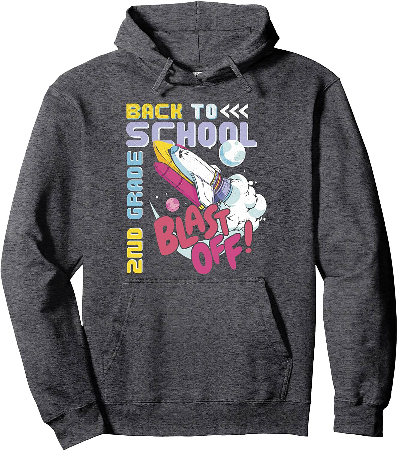 2nd Grade Blast Off Graphic Hoodie | Back to School Space Rocket Pullover