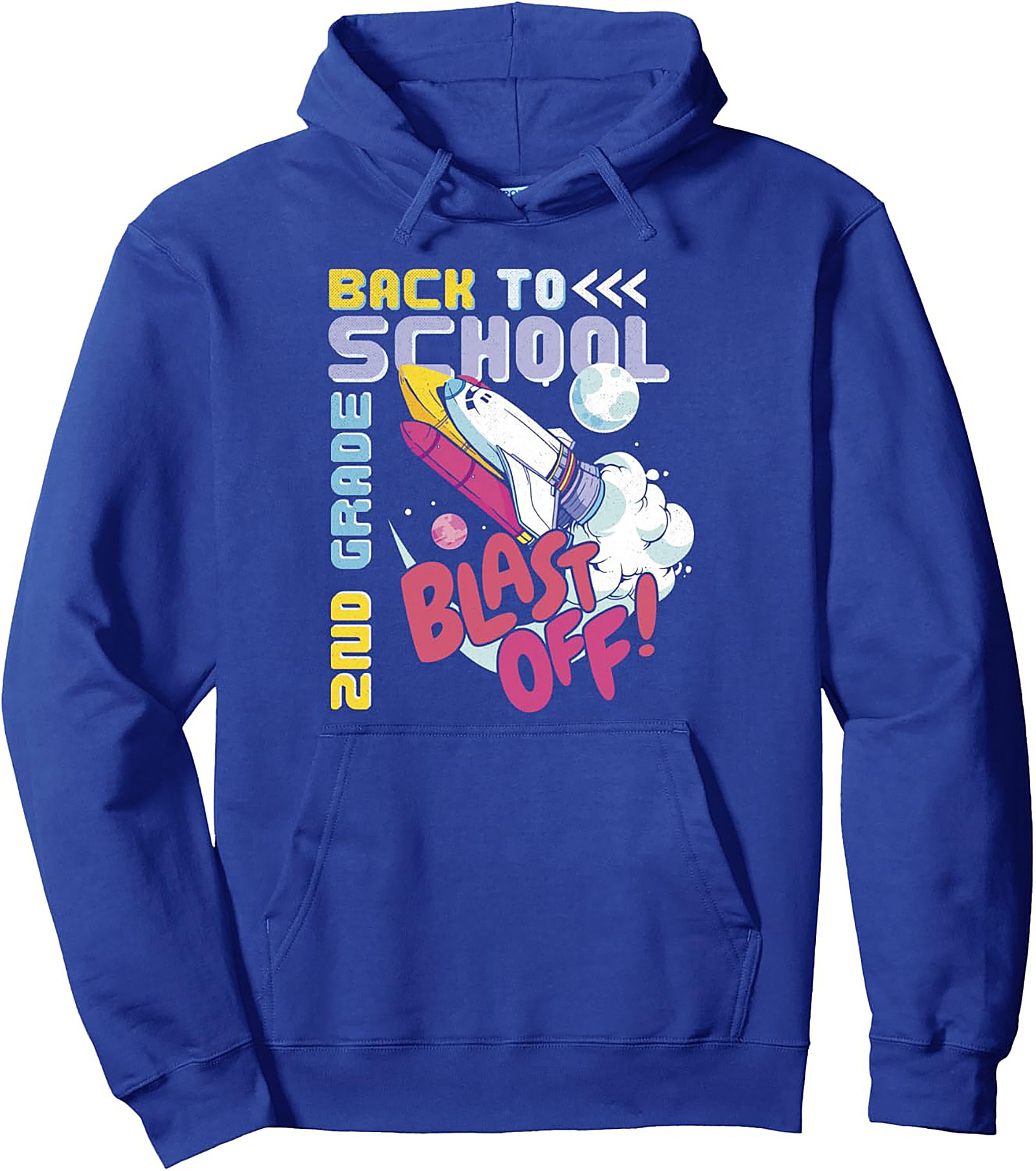 2nd Grade Blast Off Graphic Hoodie | Back to School Space Rocket Pullover