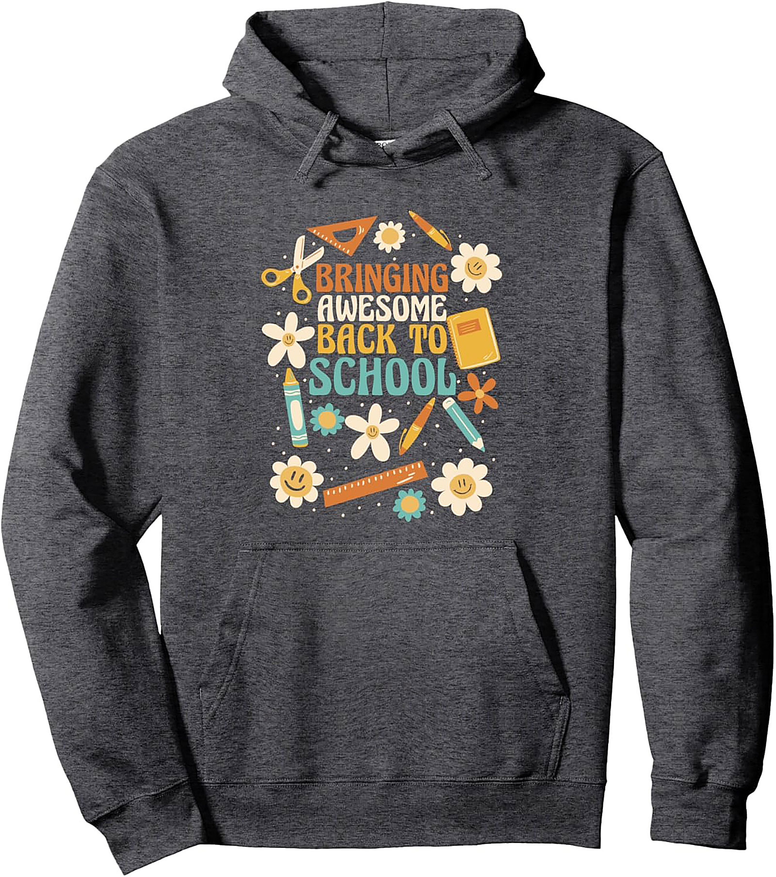 Bringing Awesome Back to School Graphic Hoodie | Retro Flowers & Supplies Pullover