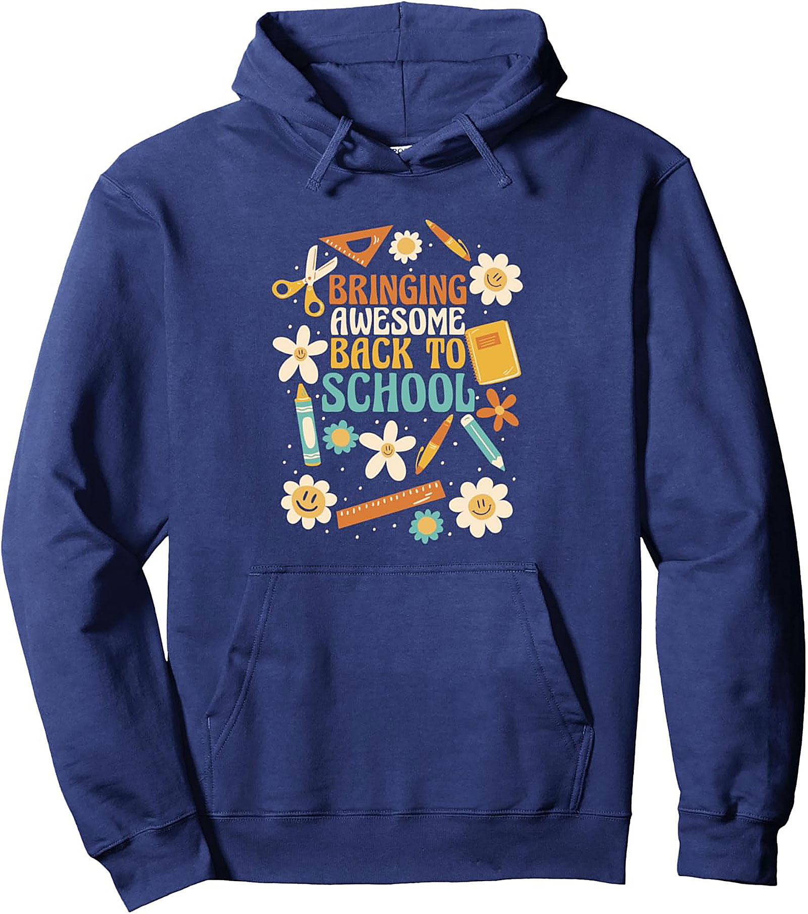 Bringing Awesome Back to School Graphic Hoodie | Retro Flowers & Supplies Pullover