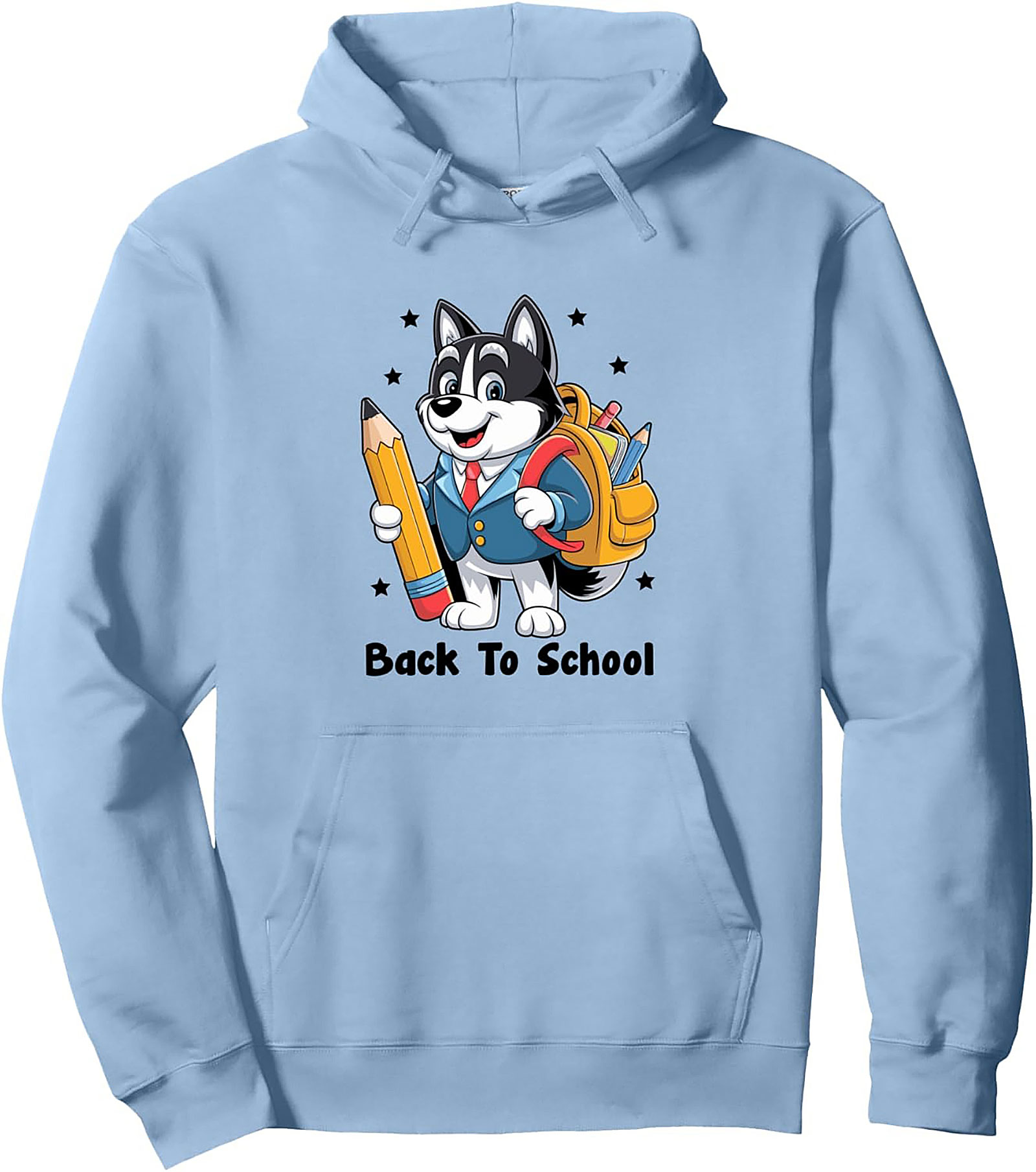 Cute Husky Back to School Pullover Hoodie | Ready for Class Dog Graphic