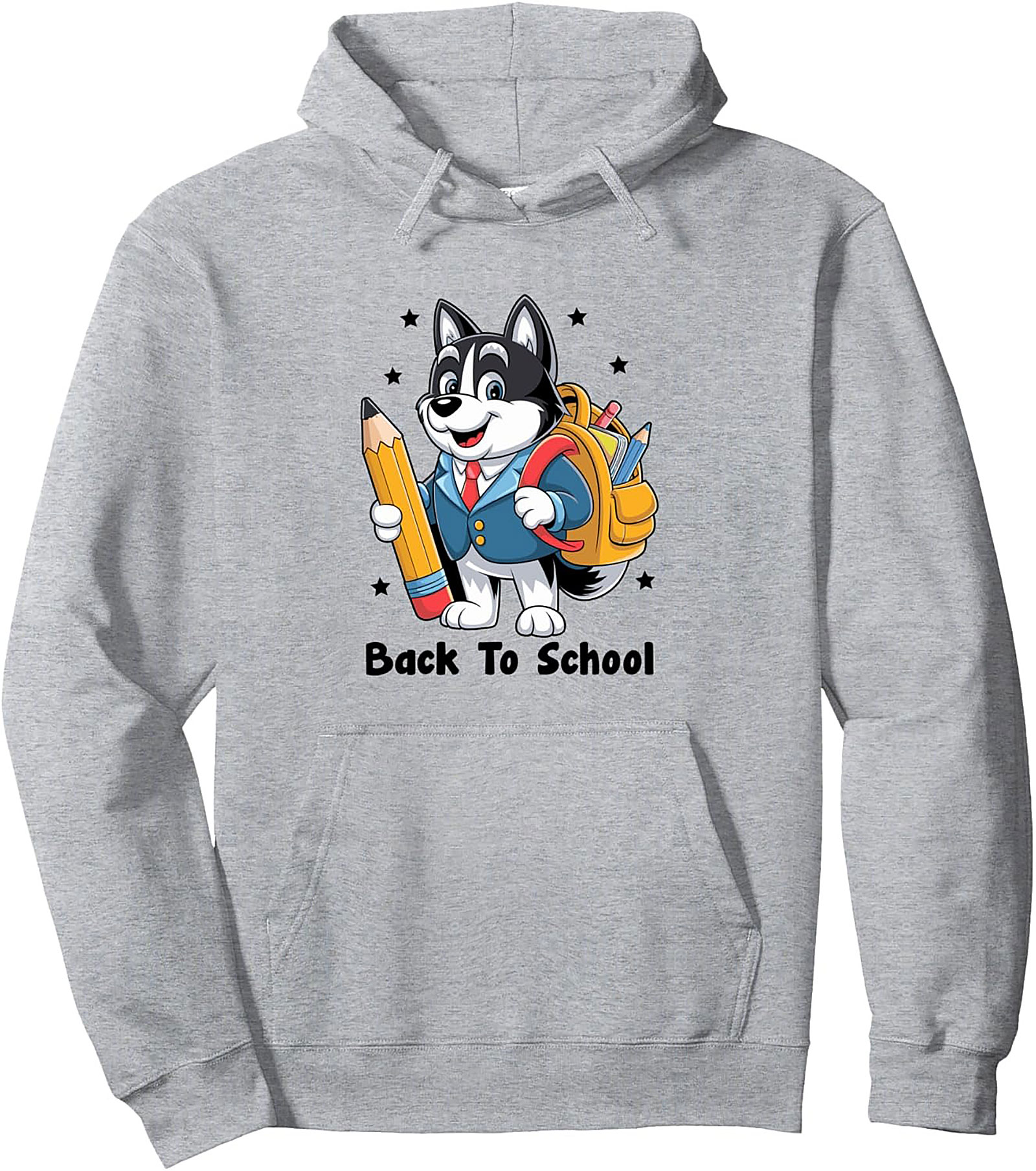 Cute Husky Back to School Pullover Hoodie | Ready for Class Dog Graphic