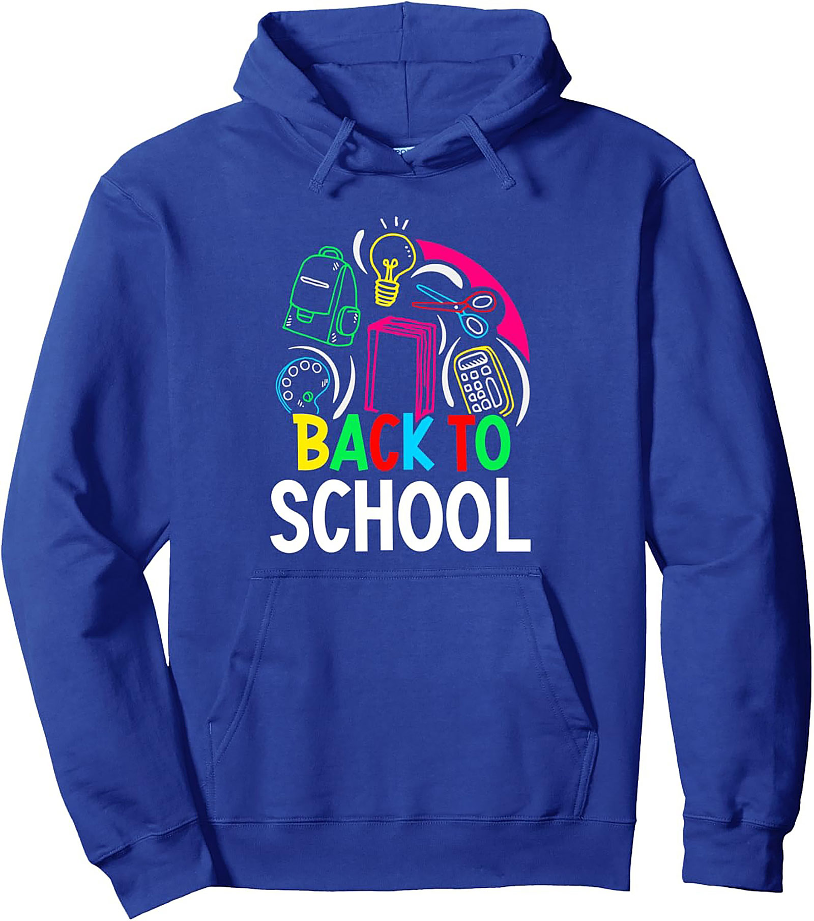 Back to School Pullover Hoodie | Neon Supplies Graphic Cozy Hoodie
