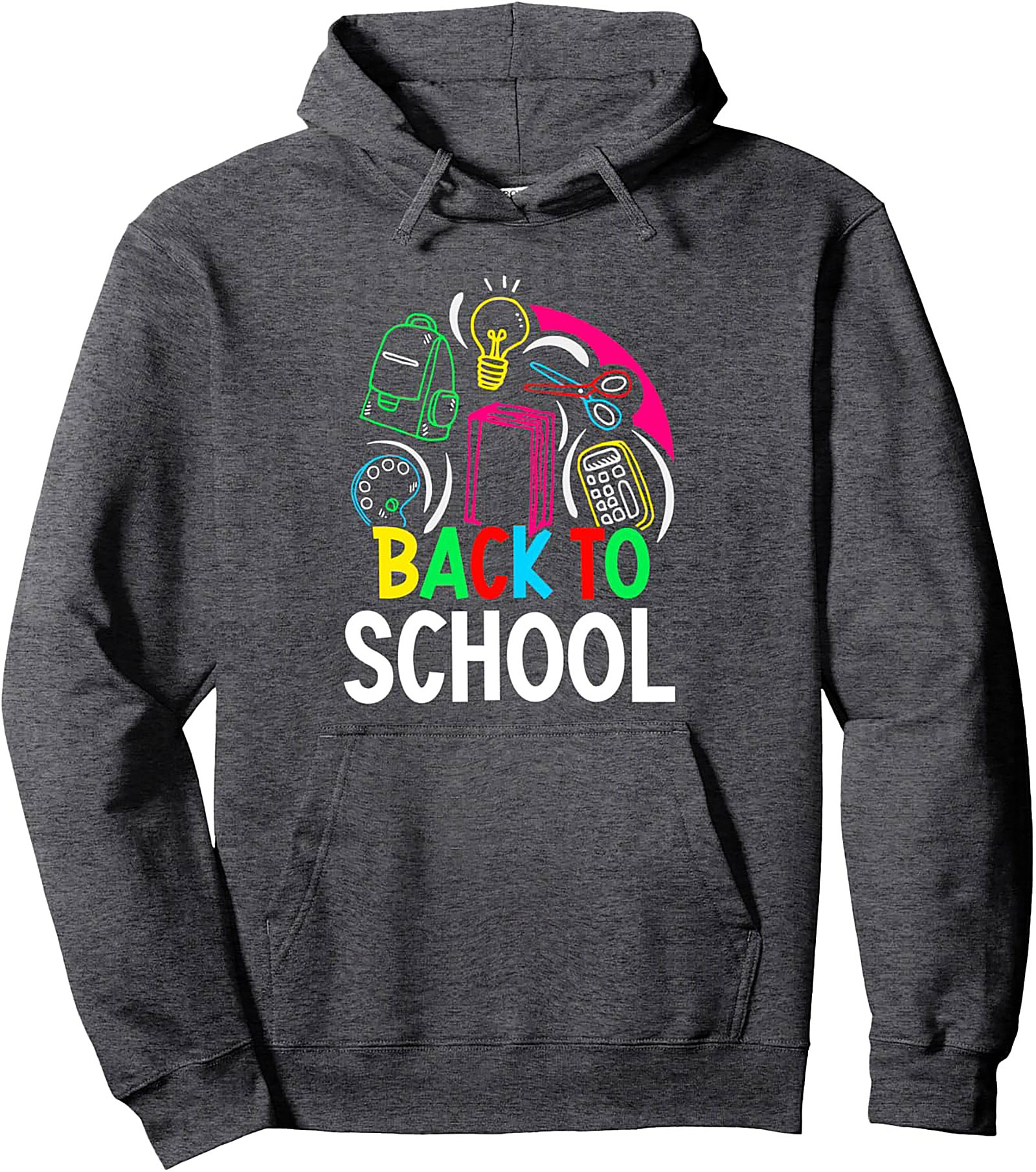 Back to School Pullover Hoodie | Neon Supplies Graphic Cozy Hoodie