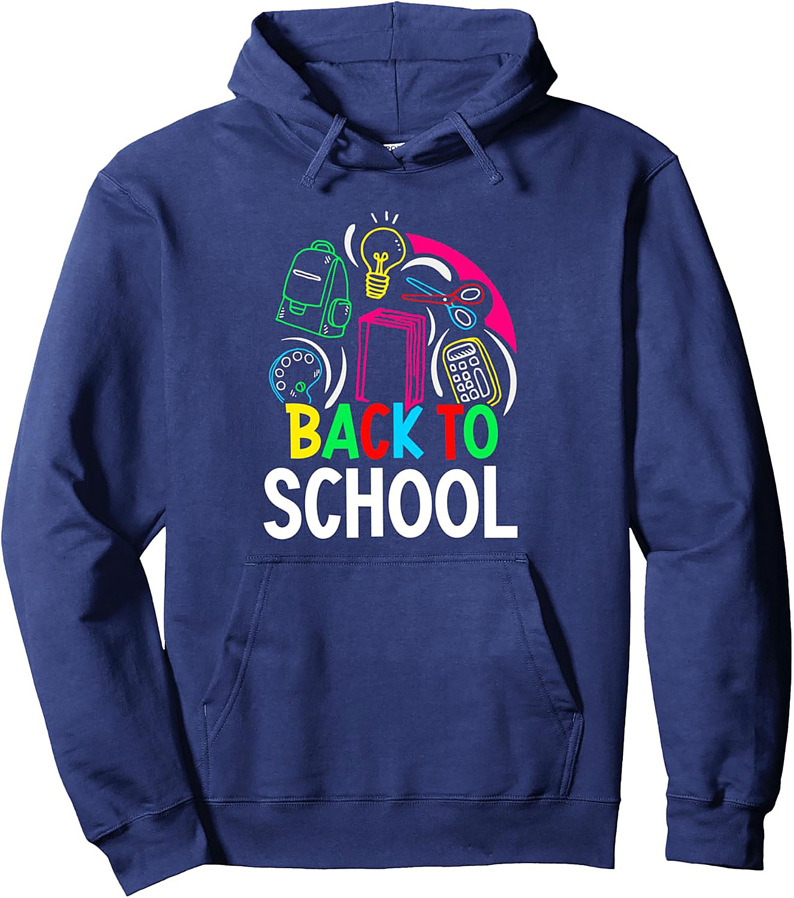 Back to School Pullover Hoodie | Neon Supplies Graphic Cozy Hoodie