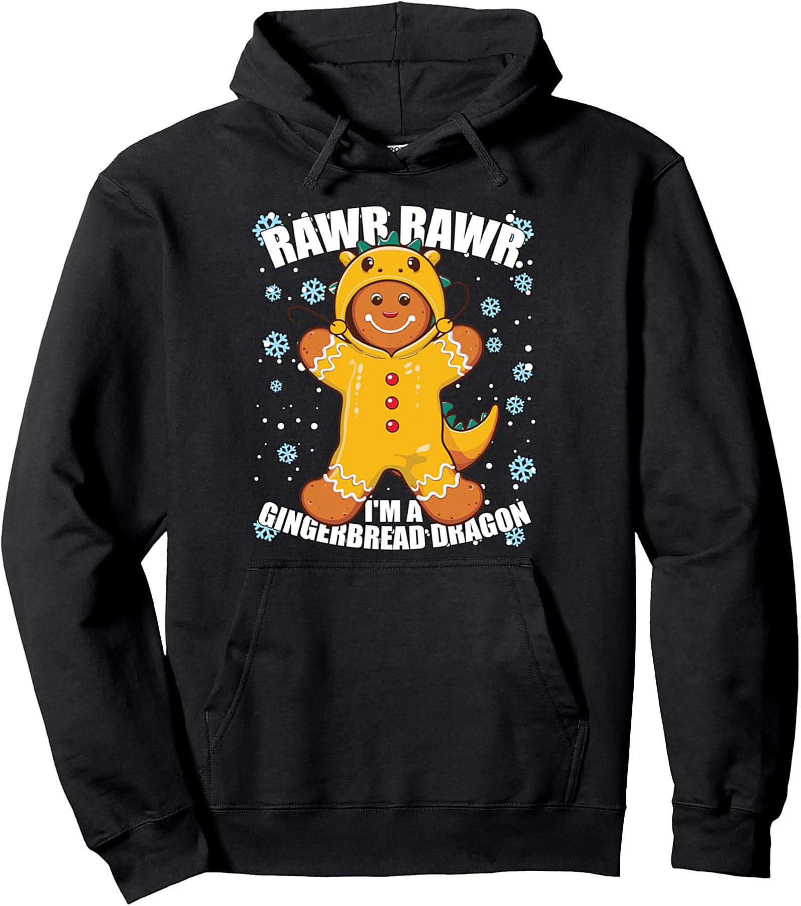 Rawr! Gingerbread Dragon Pullover Hoodie Funny Christmas