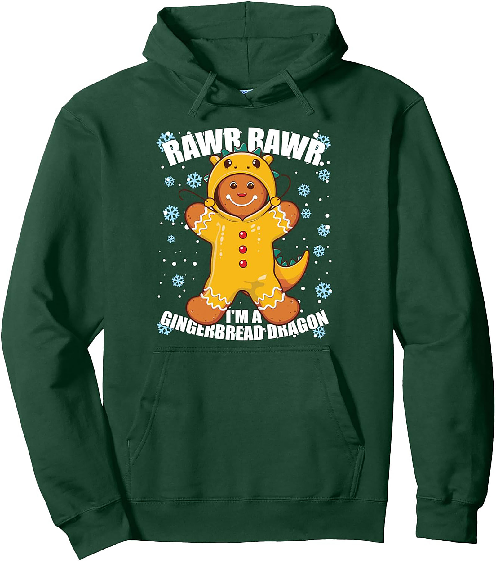 Rawr! Gingerbread Dragon Pullover Hoodie Funny Christmas