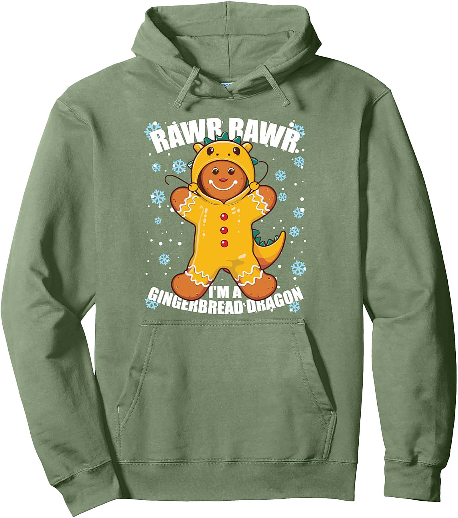 Rawr! Gingerbread Dragon Pullover Hoodie Funny Christmas