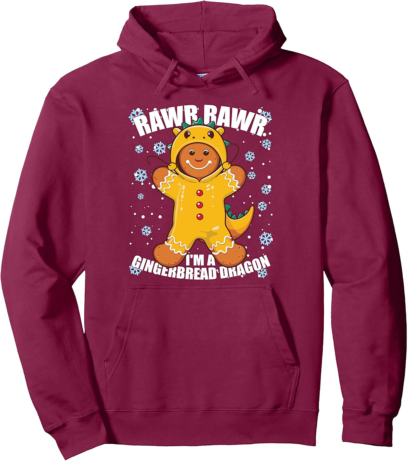 Rawr! Gingerbread Dragon Pullover Hoodie Funny Christmas