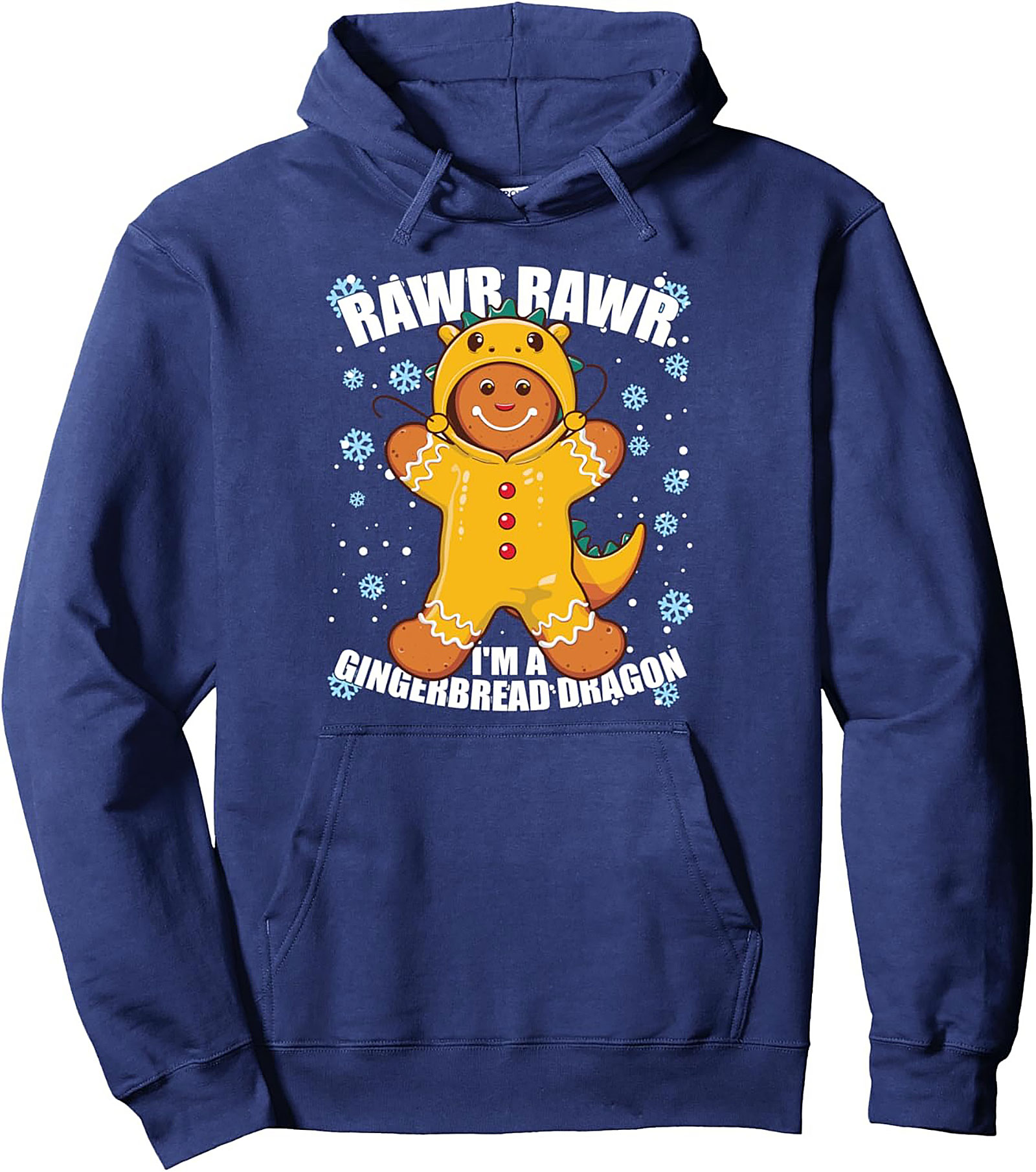 Rawr! Gingerbread Dragon Pullover Hoodie Funny Christmas