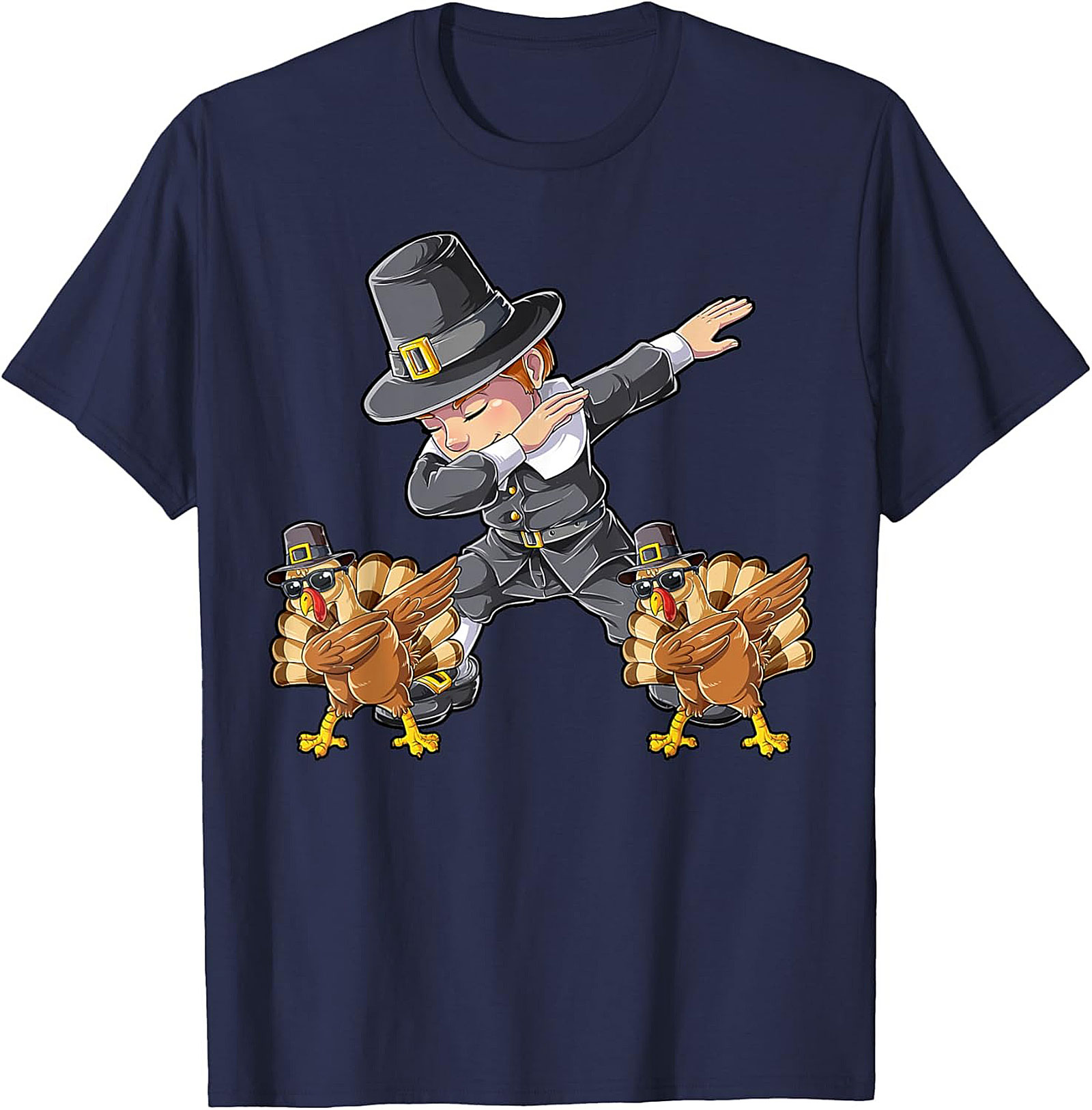 Funny Dabbing Pilgrim T-Shirt | Thanksgiving Graphic Tee