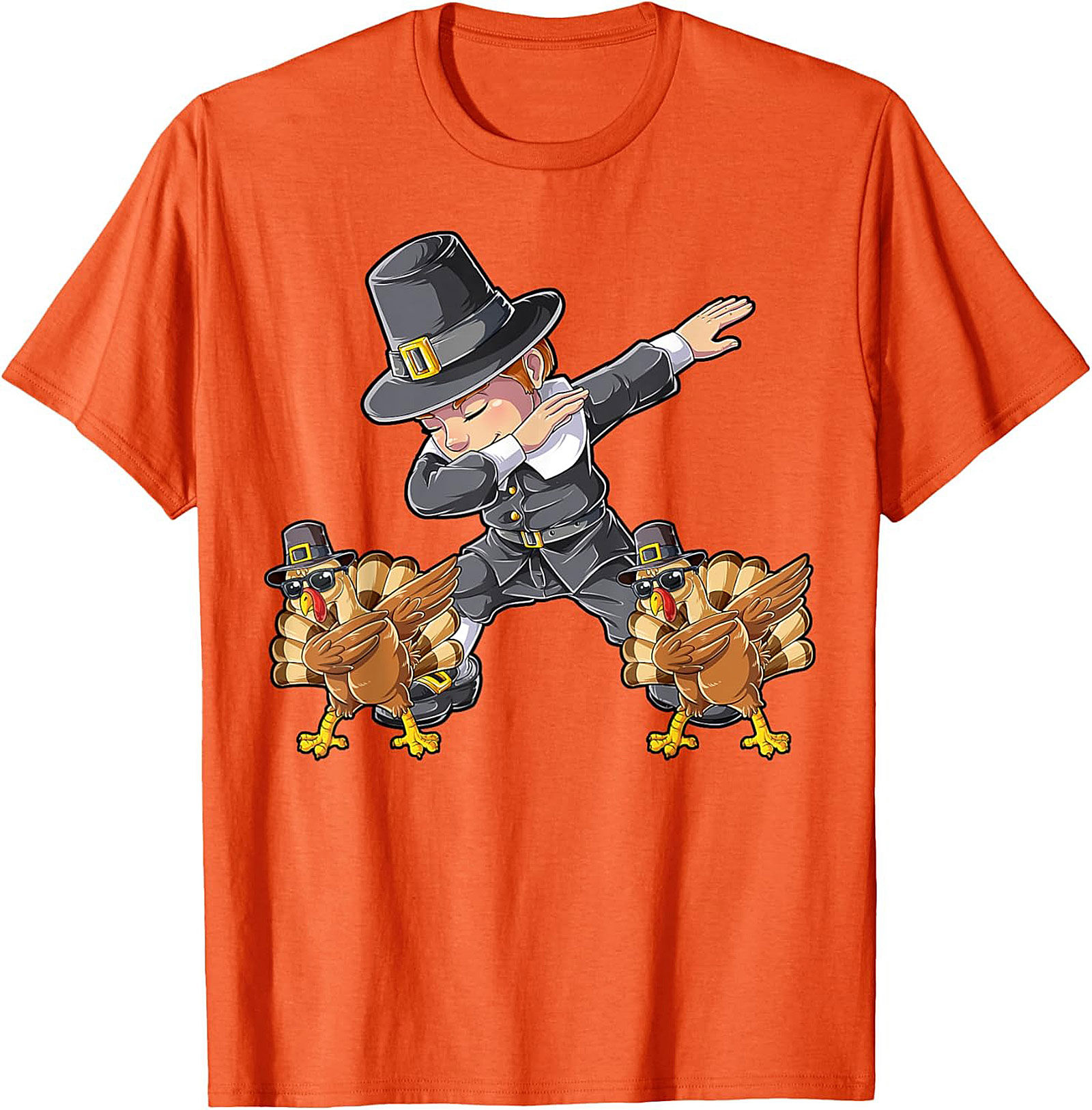 Funny Dabbing Pilgrim T-Shirt | Thanksgiving Graphic Tee