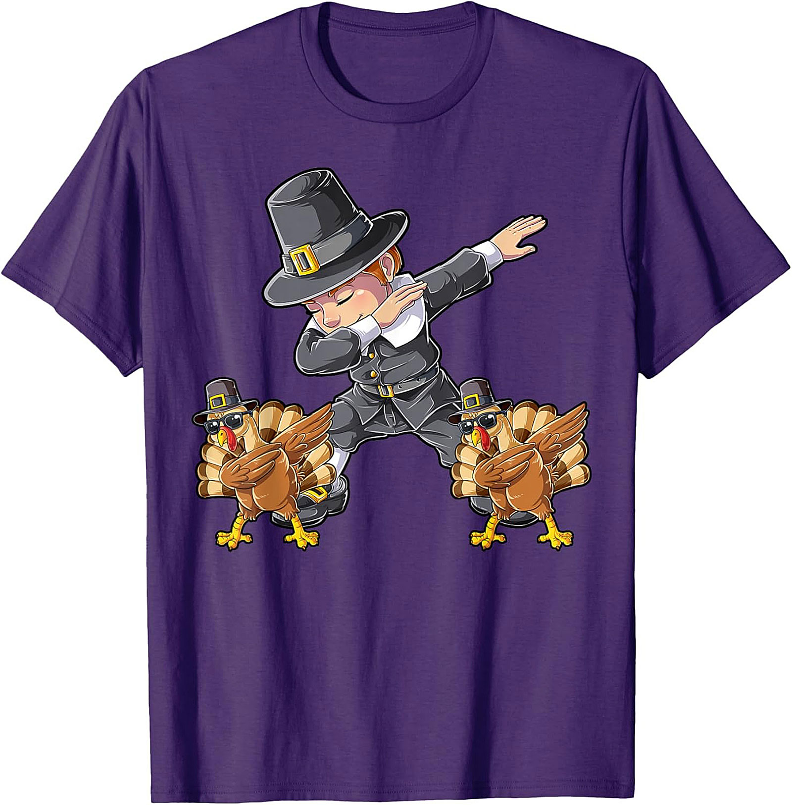 Funny Dabbing Pilgrim T-Shirt | Thanksgiving Graphic Tee