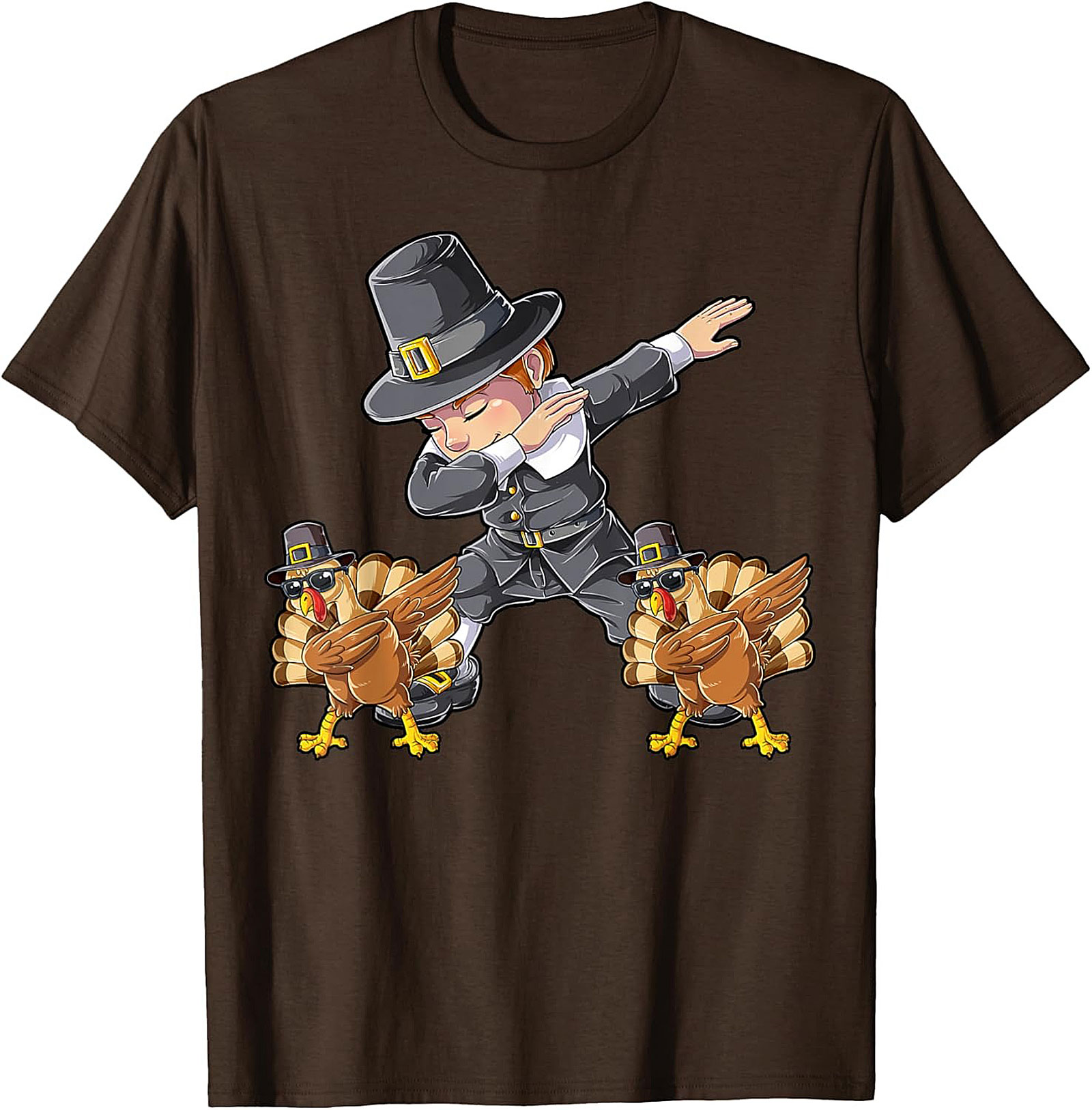 Funny Dabbing Pilgrim T-Shirt | Thanksgiving Graphic Tee