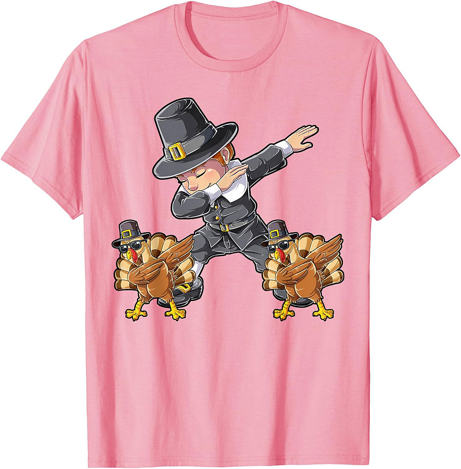 Funny Dabbing Pilgrim T-Shirt | Thanksgiving Graphic Tee