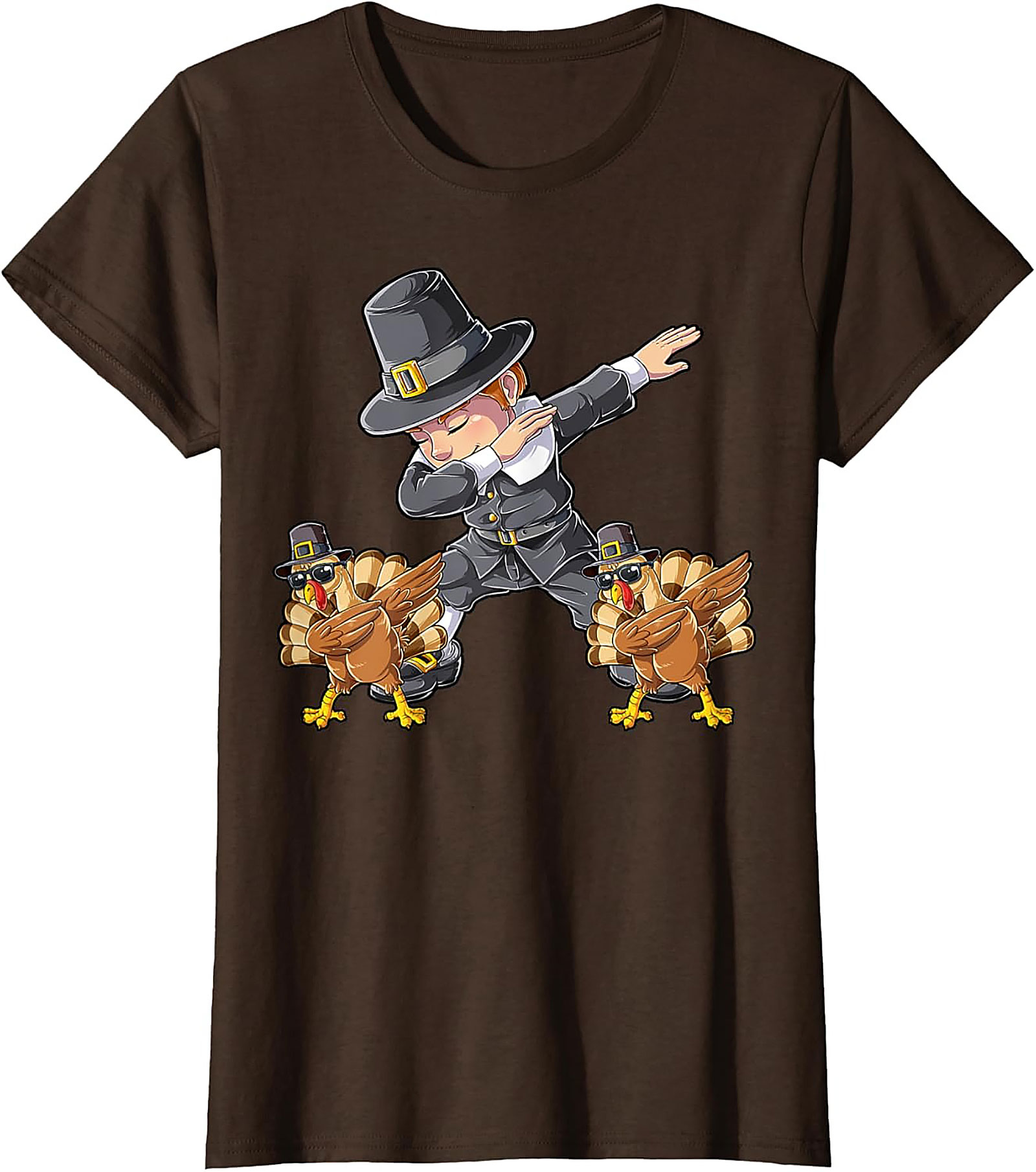 Funny Dabbing Pilgrim T-Shirt | Thanksgiving Graphic Tee