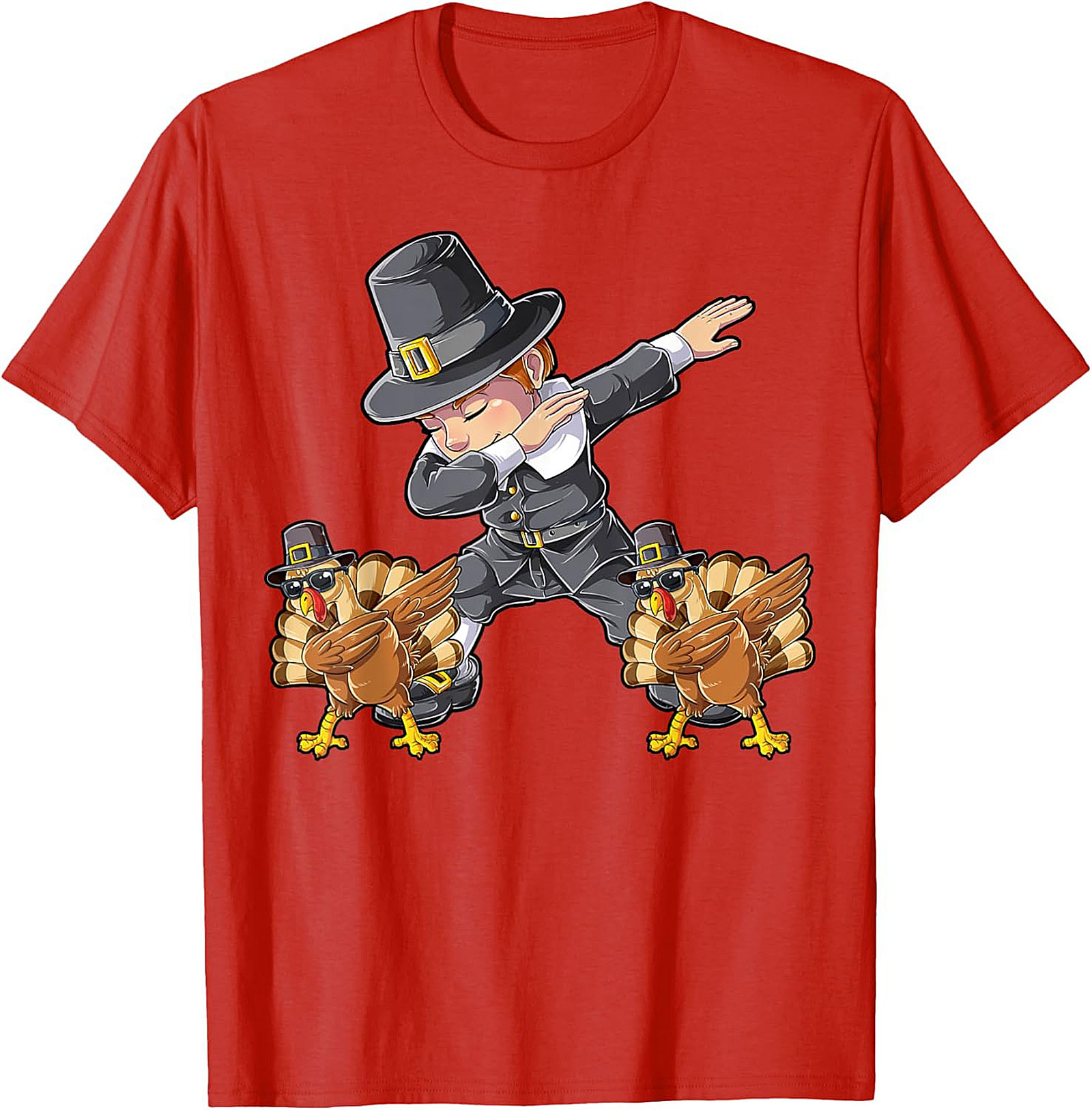 Funny Dabbing Pilgrim T-Shirt | Thanksgiving Graphic Tee