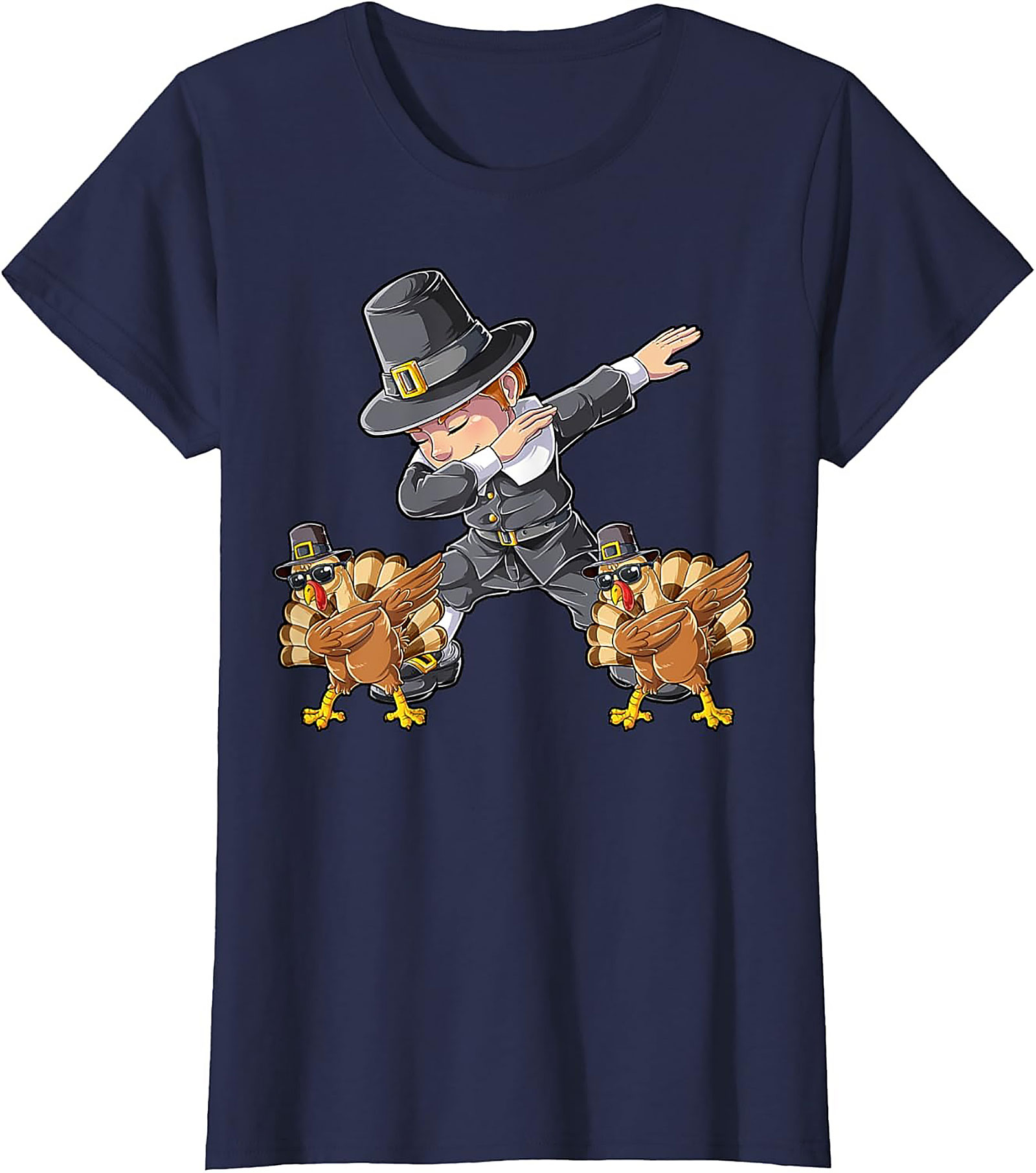 Funny Dabbing Pilgrim T-Shirt | Thanksgiving Graphic Tee