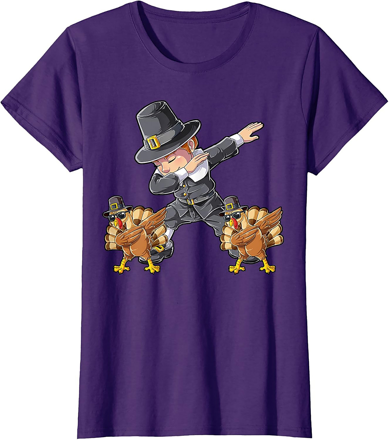 Funny Dabbing Pilgrim T-Shirt | Thanksgiving Graphic Tee