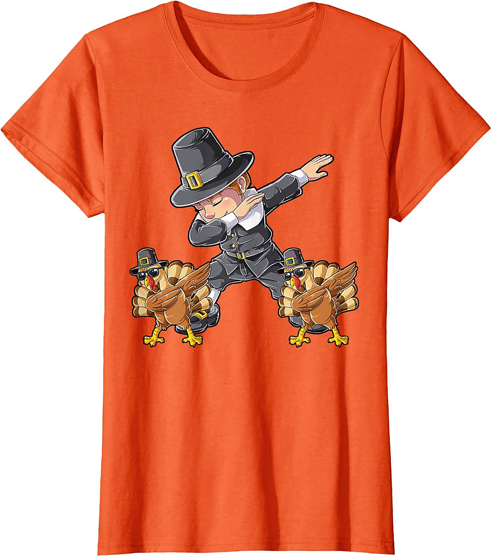 Funny Dabbing Pilgrim T-Shirt | Thanksgiving Graphic Tee