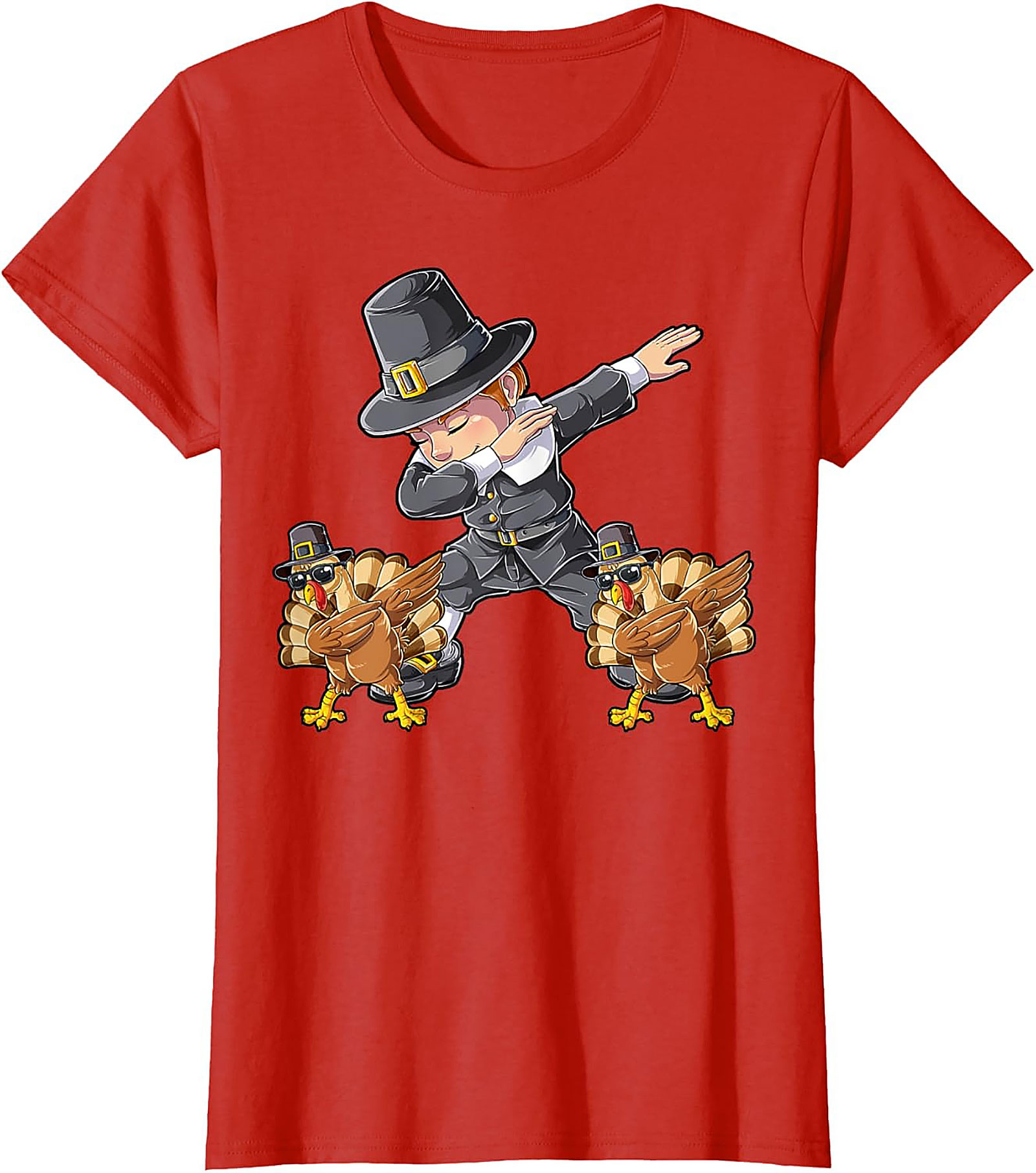 Funny Dabbing Pilgrim T-Shirt | Thanksgiving Graphic Tee