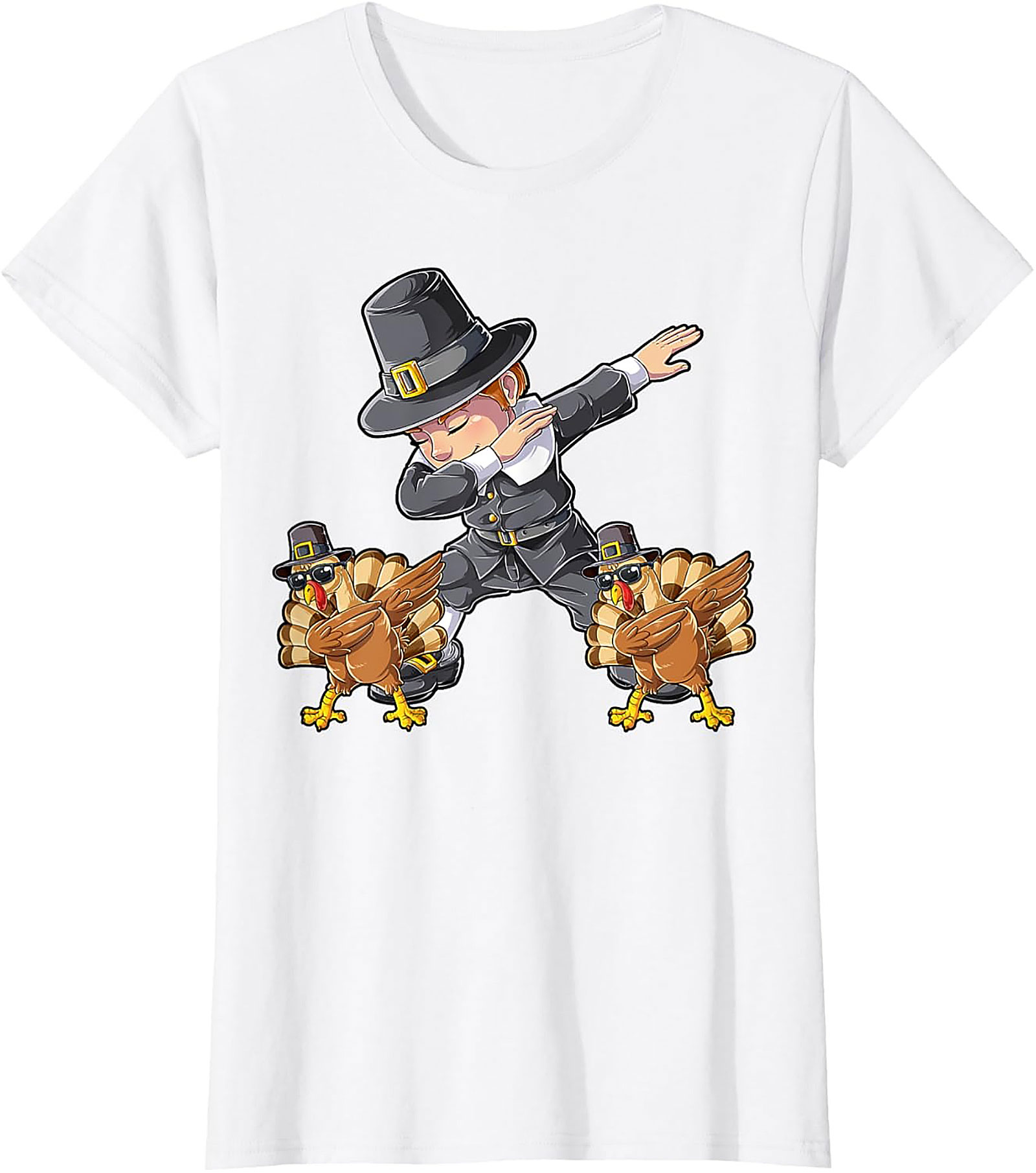 Funny Dabbing Pilgrim T-Shirt | Thanksgiving Graphic Tee