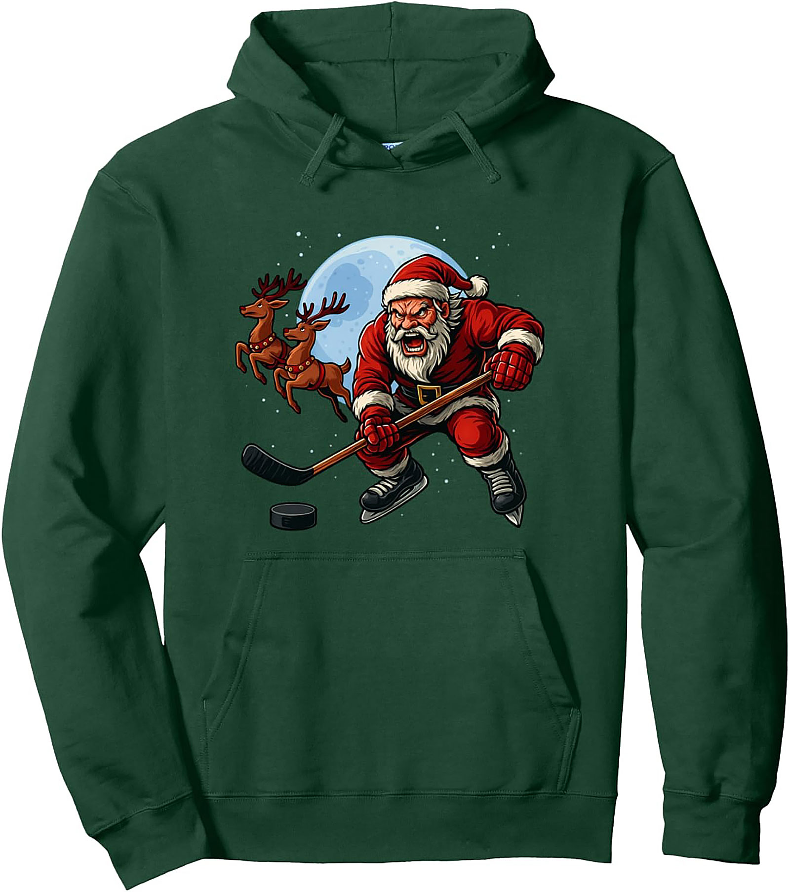 Hockey Santa Graphic Hoodie Cozy Pullover Gift