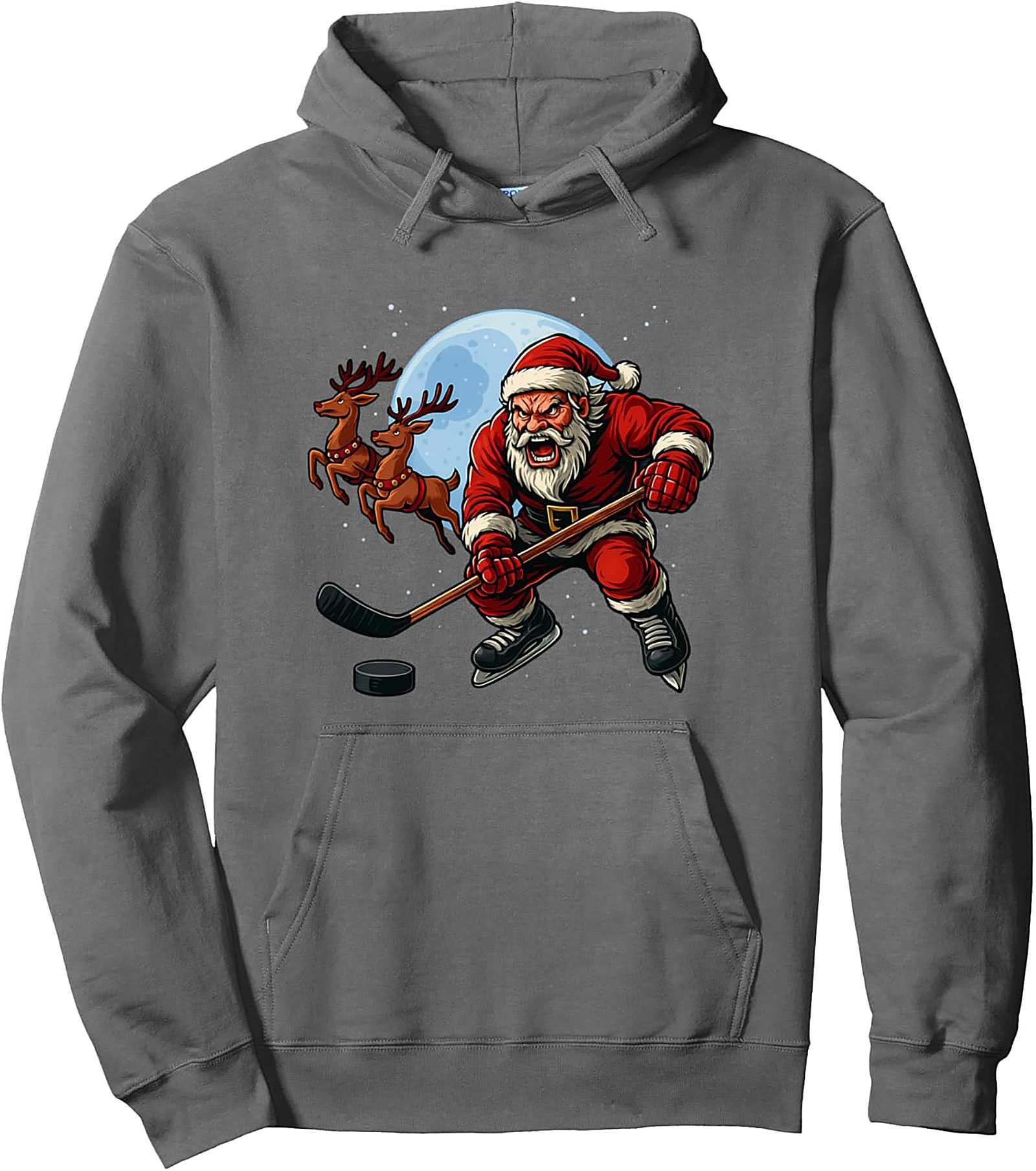 Hockey Santa Graphic Hoodie Cozy Pullover Gift