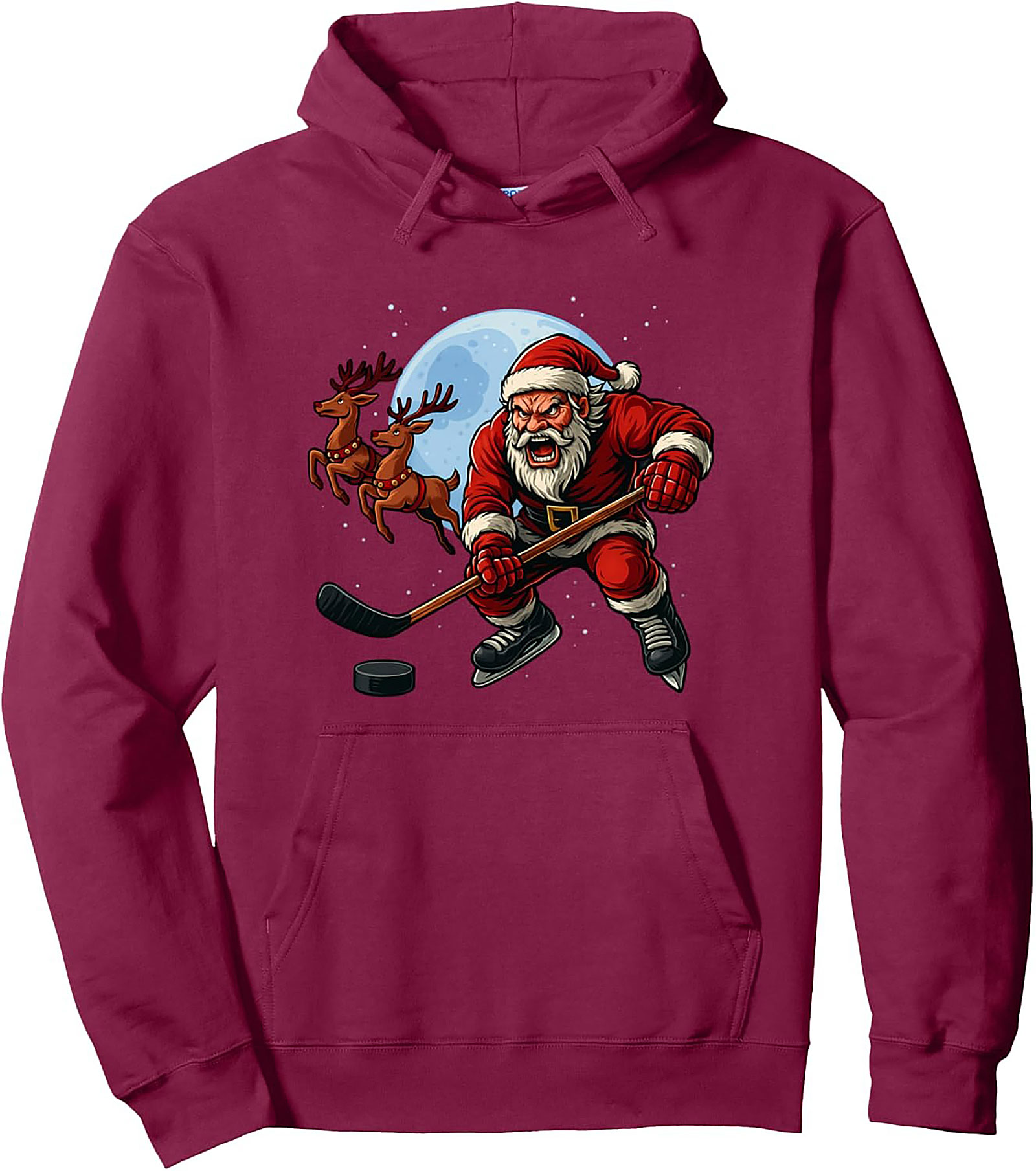 Hockey Santa Graphic Hoodie Cozy Pullover Gift