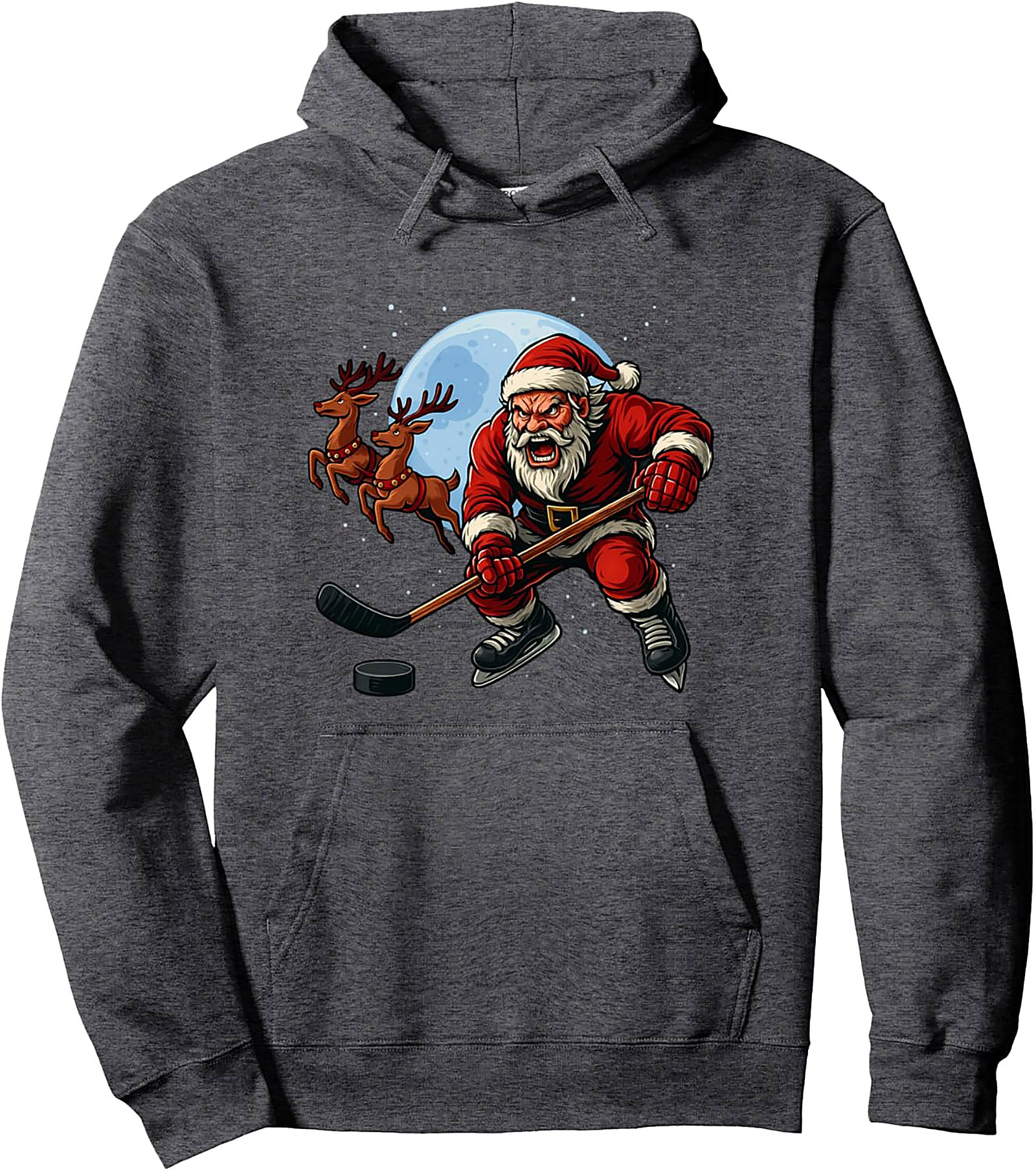 Hockey Santa Graphic Hoodie Cozy Pullover Gift