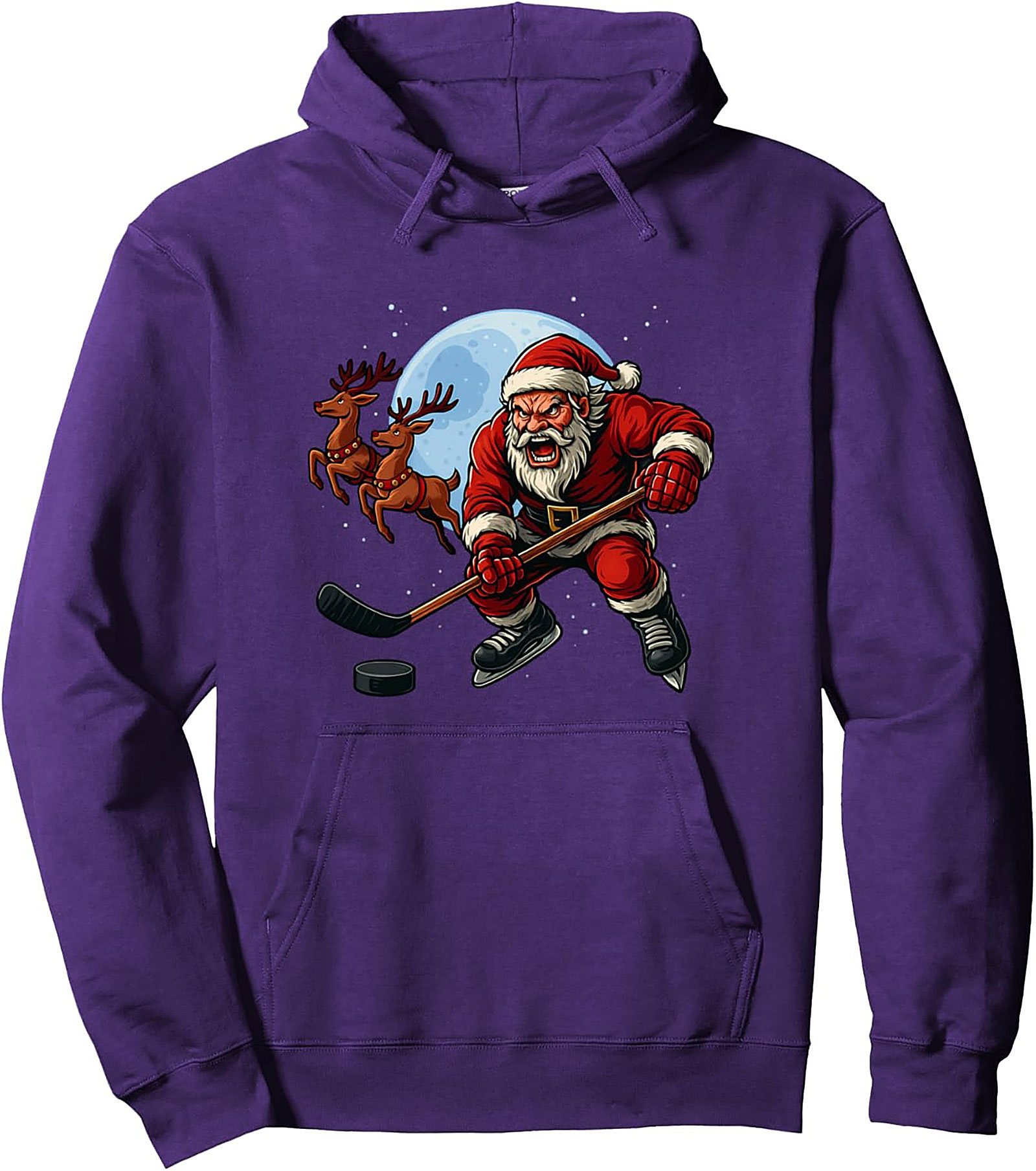 Hockey Santa Graphic Hoodie Cozy Pullover Gift