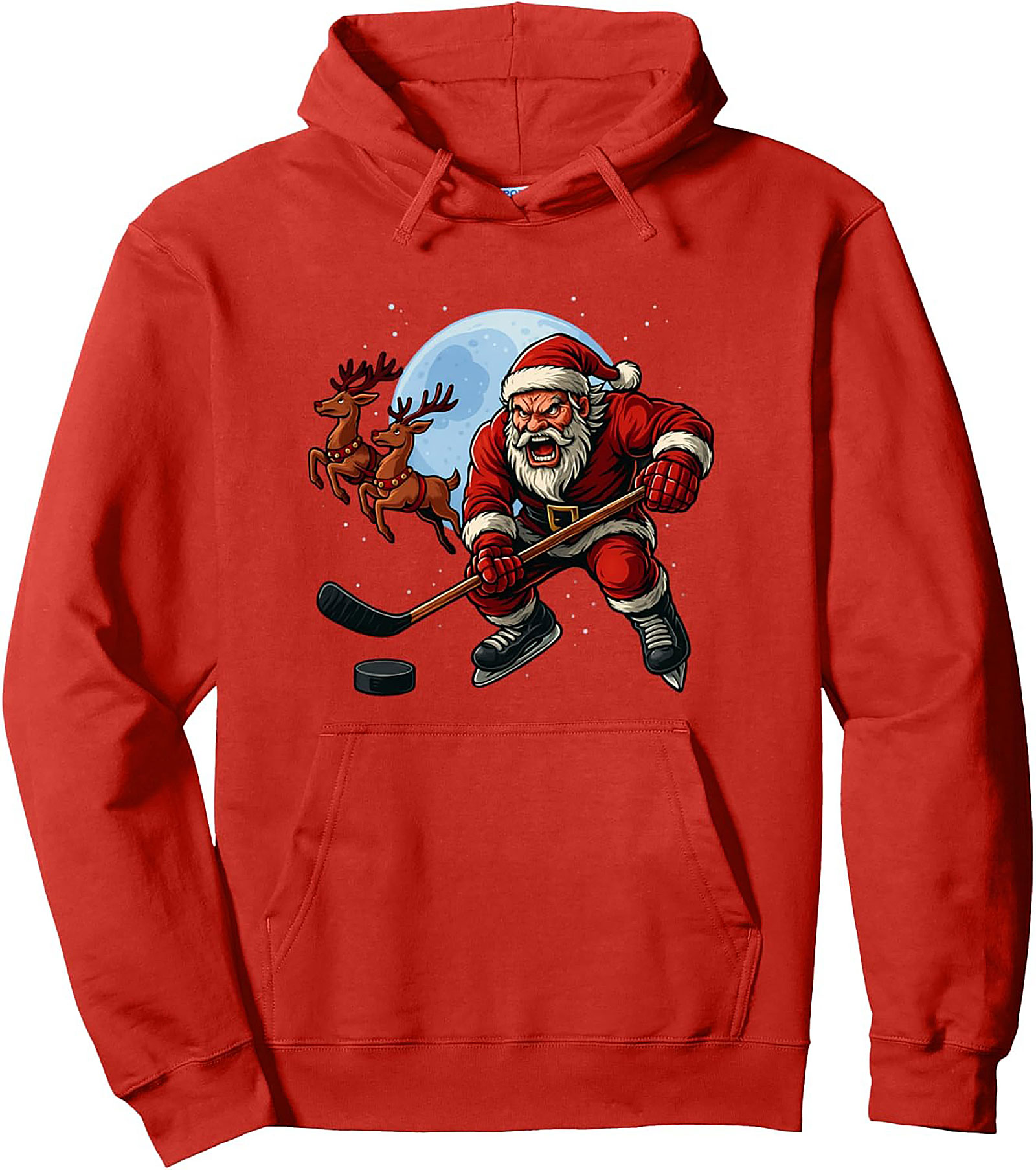 Hockey Santa Graphic Hoodie Cozy Pullover Gift